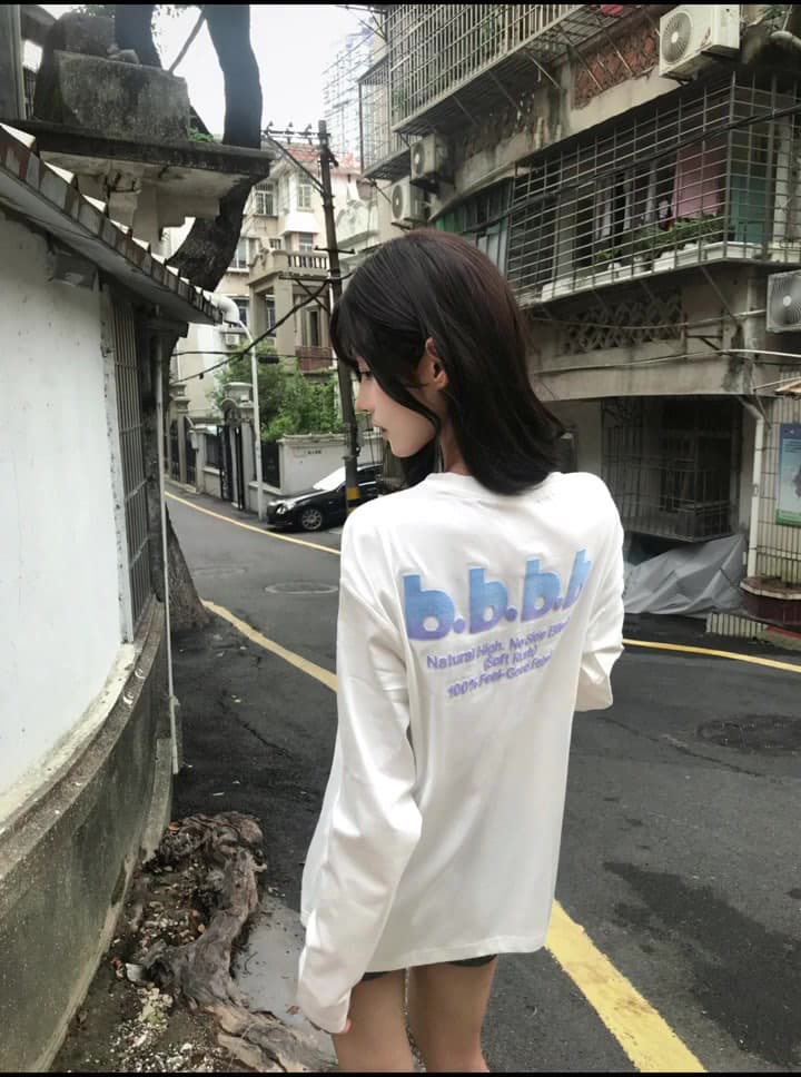 210 그램 21 이후 패키지 칼라 프린트 가을 의상 긴팔 티셔츠 여성 루즈핏 순면 라운드 넥 맨위 상세 이미지 5