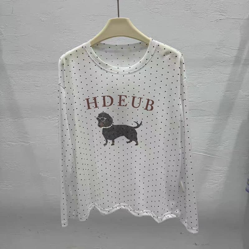 원본 솜씨 이후 테두리 도트 무늬 프린트 자외선 차단 블라우스 긴팔 맨위