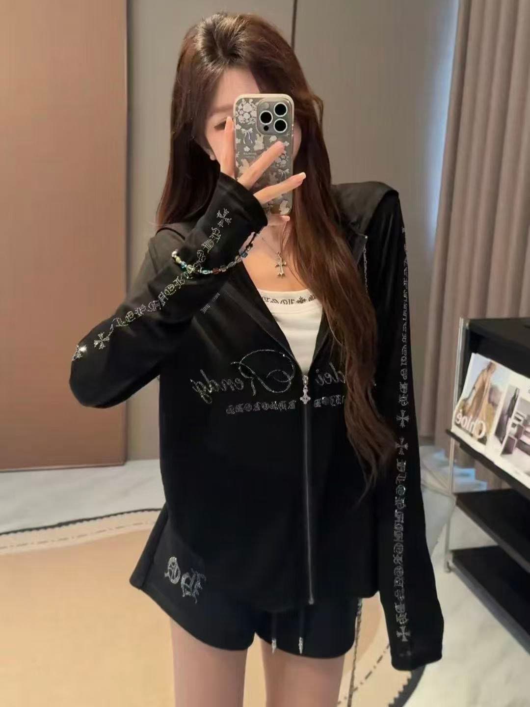 더블 모자 압력 훈련 밝은 총 색상 티타늄 합금 지퍼 국방 눈꽃 면 자외선 차단 블라우스 여성 상세 이미지 2