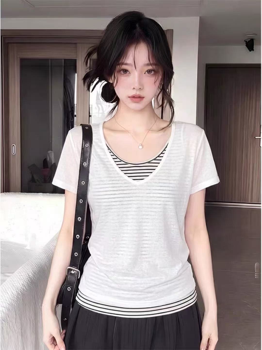 광저우 원단 반팔 티셔츠 여성