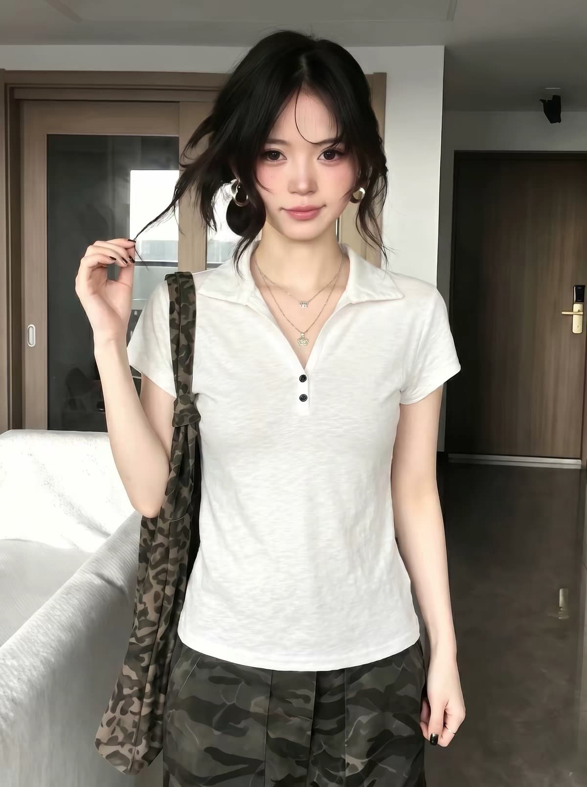 광저우 원단 반팔 티셔츠 여성 상세 이미지 2