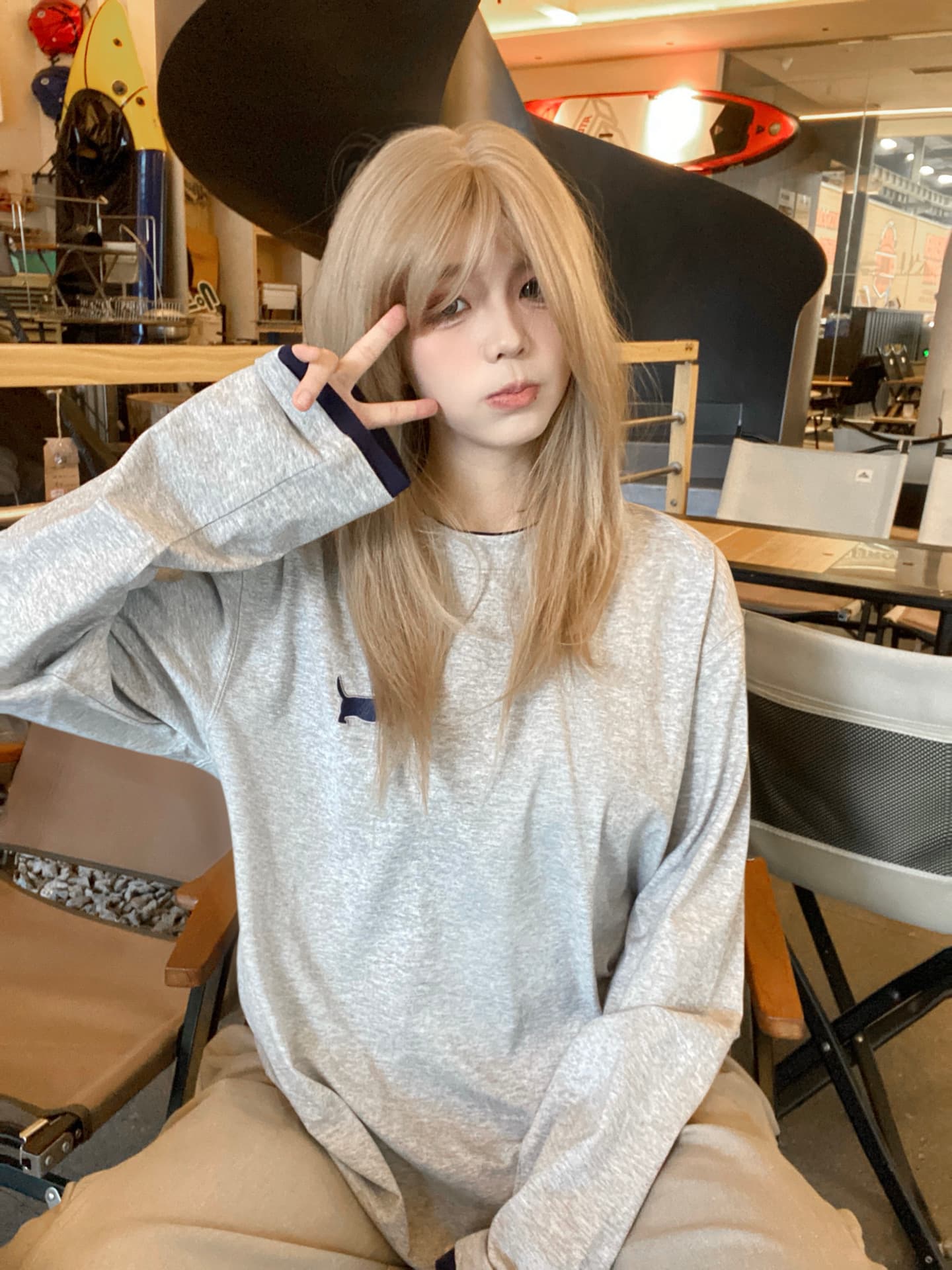 원본 솜씨 자수 접착제 챕터 부형제 19 지점 220 그램 순면 긴팔 티셔츠 상세 이미지 5