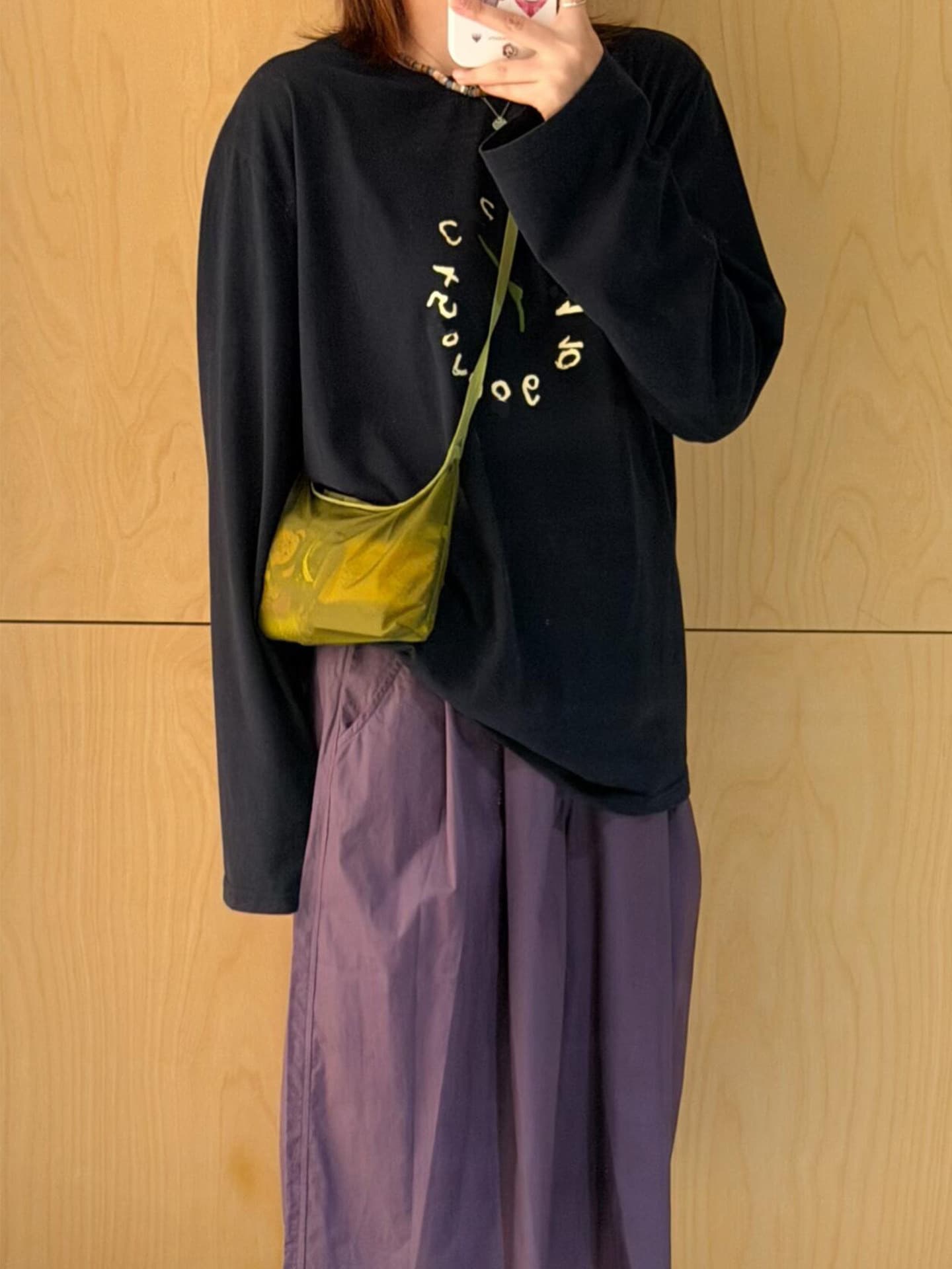 높은 품질 순면 200그램 21 빗질하다 정밀 프린트 가을 루즈핏 긴팔 티셔츠 여성 상세 이미지 3