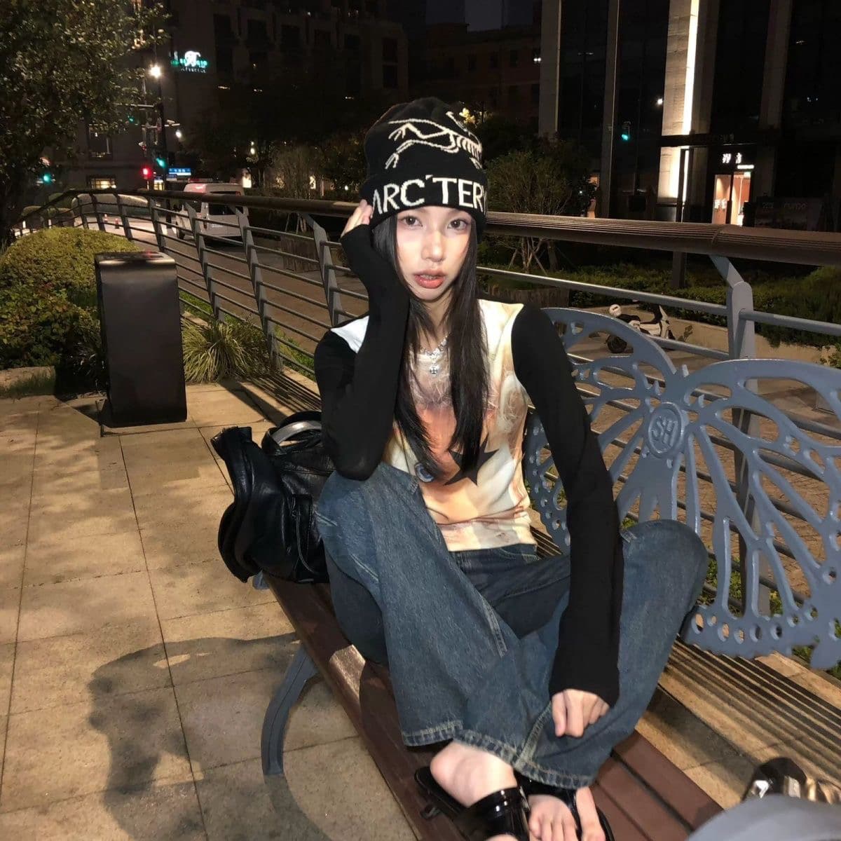 가을 아메리칸 핫걸 펑크 오리지널 디자인 프린트 이문화 프린트 긴팔 티셔츠 몸매 가꾸기 슬림해 보이는 맨위 ins 상세 이미지 5