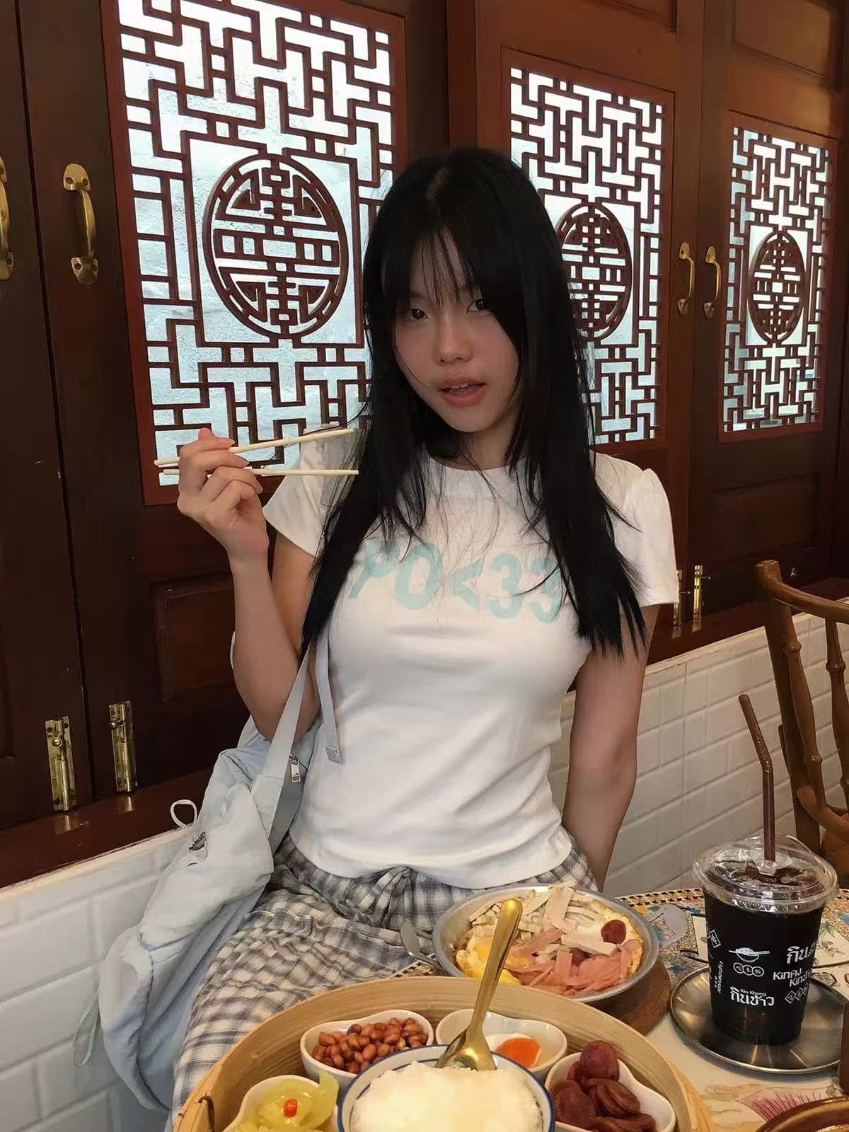 40 230 크 95 면 5 암모니아 Lun 이후 패키지 칼라 높음 폭탄 몸매 가꾸기 자주 규칙 성 어깨 티셔츠 상세 이미지 1
