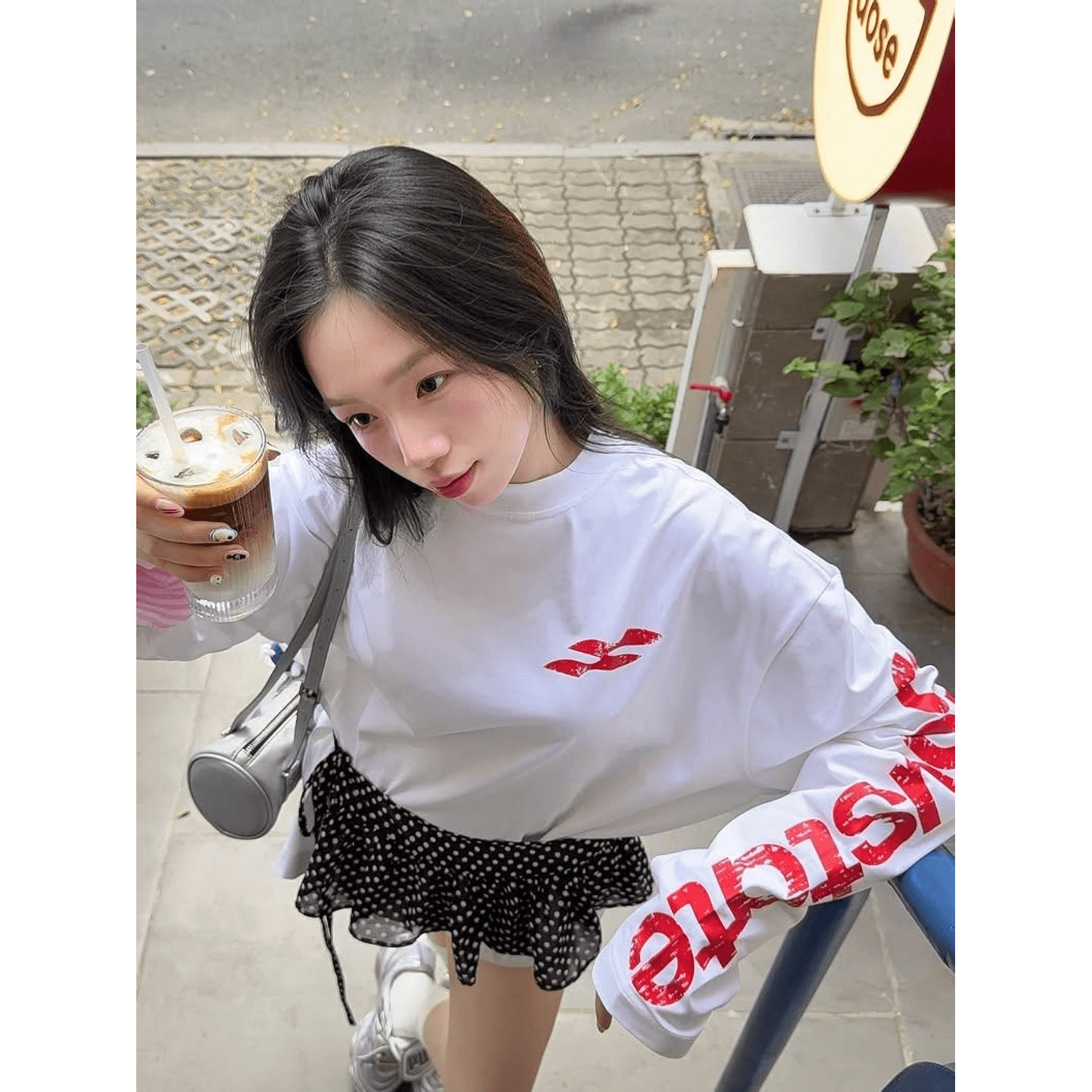 높은 품질 순면 200그램 21 빗질하다 정밀 프린트 가을 루즈핏 긴팔 티셔츠 여성 이미지 5