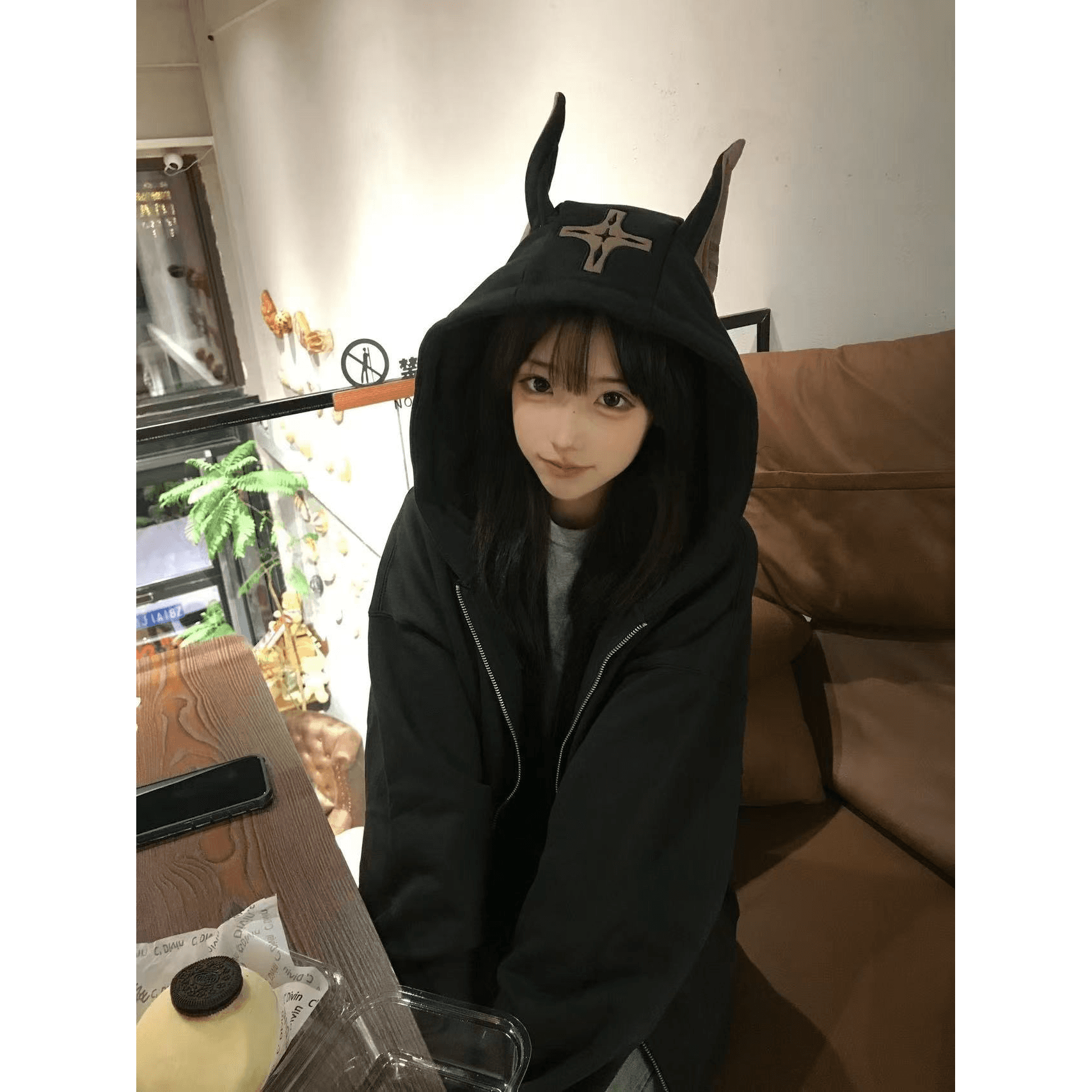 얇은 스타일 털이 있는 원본 솜씨 자수 지퍼 이후 패키지 칼라 순수한 Mianhua 면 복합 후드티 이미지 5