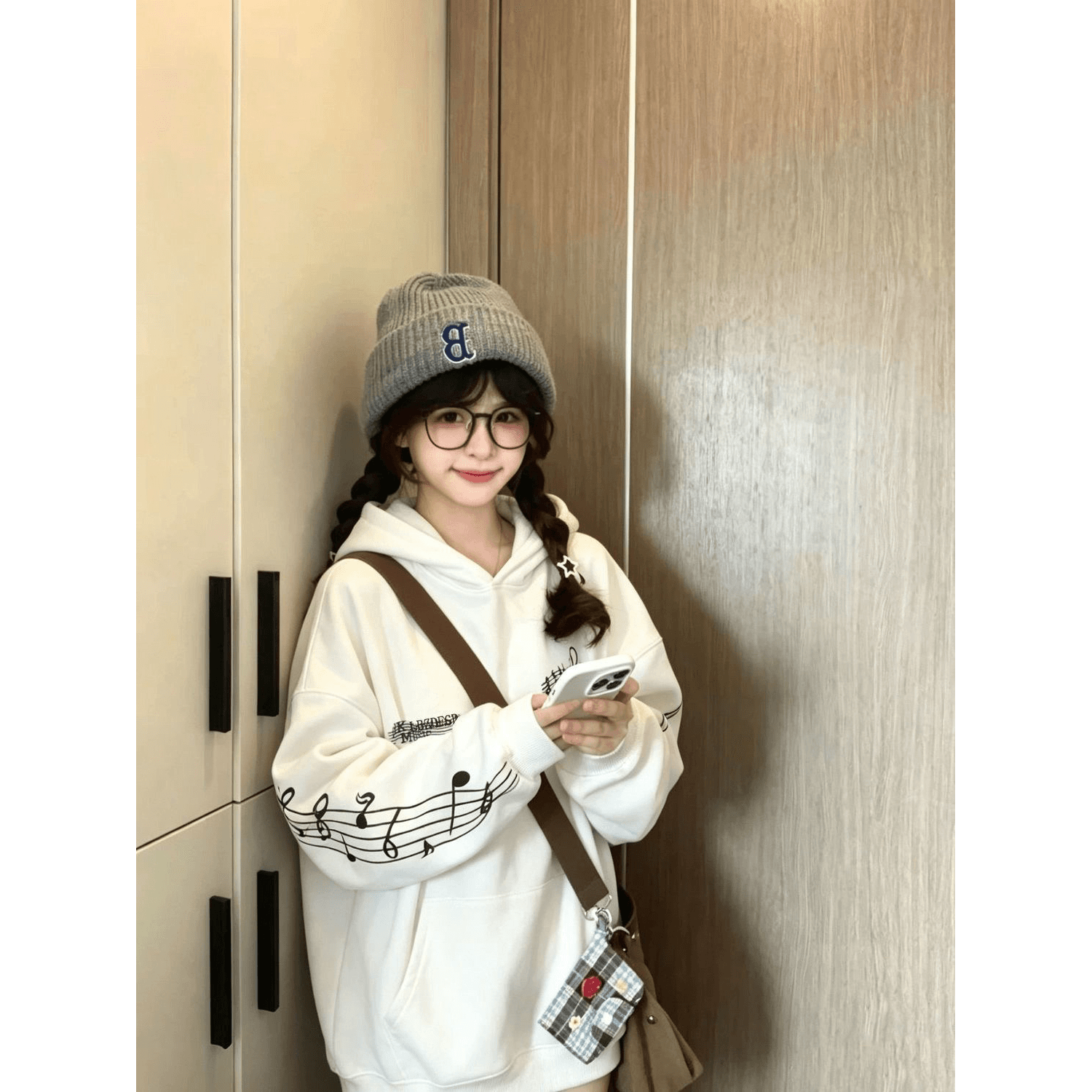 얇은 스타일 원본 자수 순수한 Mianhua 면 복합 후드티 여성 이미지 5