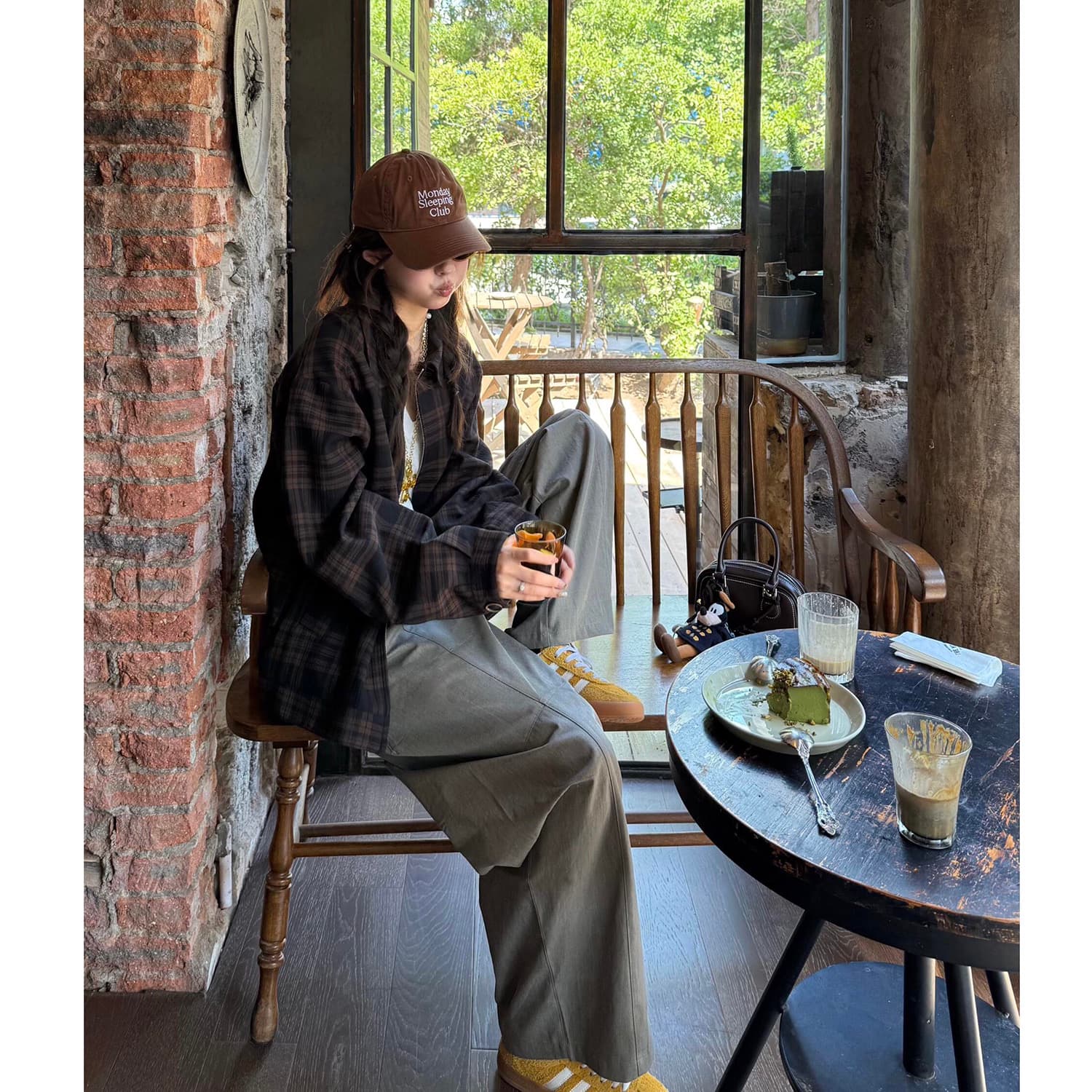 좋은 품질 원본 올린 사람 : 에디션 원본 체크무늬 브라운 블랙 체크무늬 재킷 여성 코트 봄 가을 체크무늬 맨위 상세 이미지 4