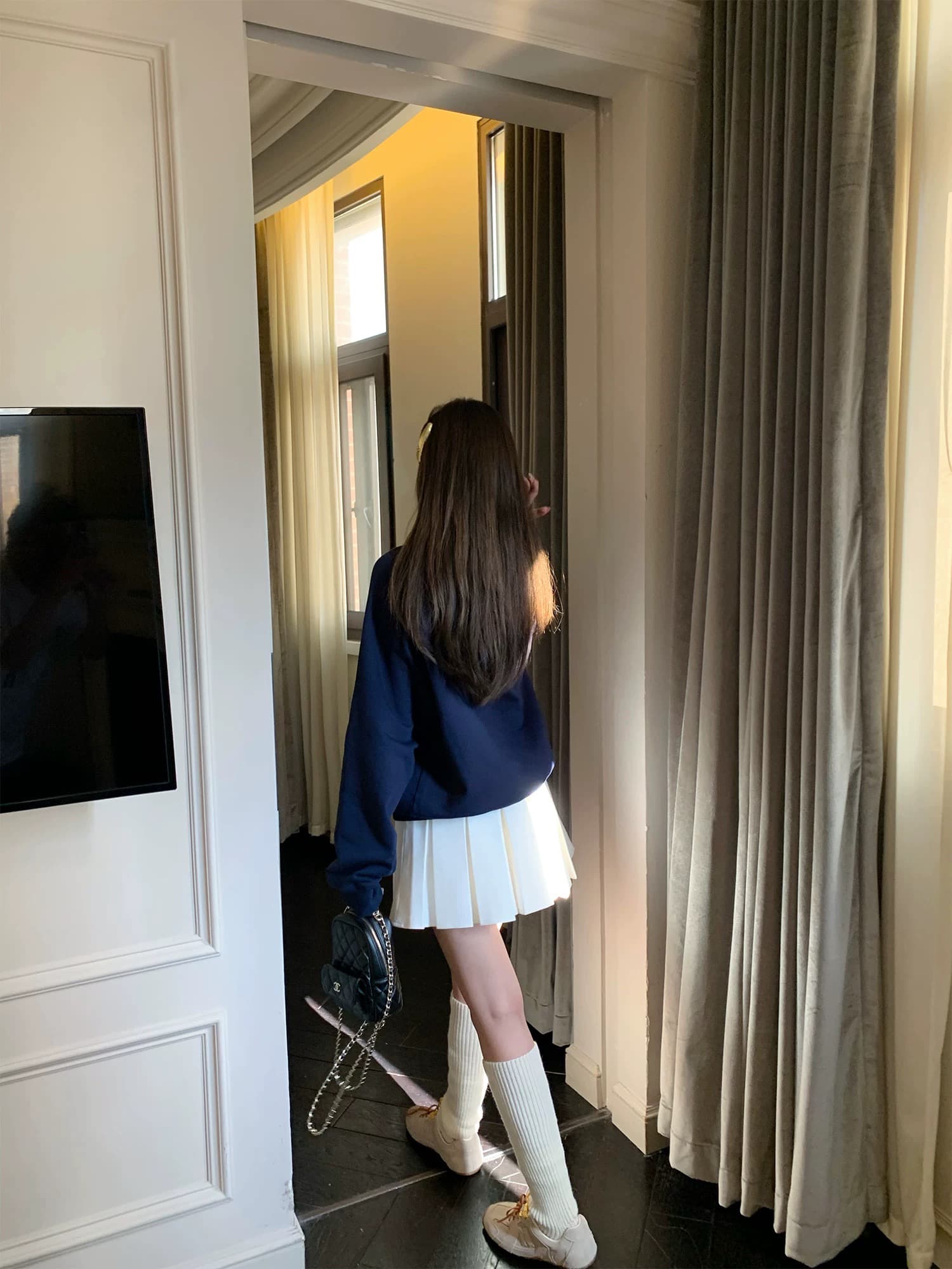 아메리칸 라운드 넥 후드티 여성 코트 가을 한 부서 느긋한 바람 chic 다용도 풀오버 맨위 이미지 4