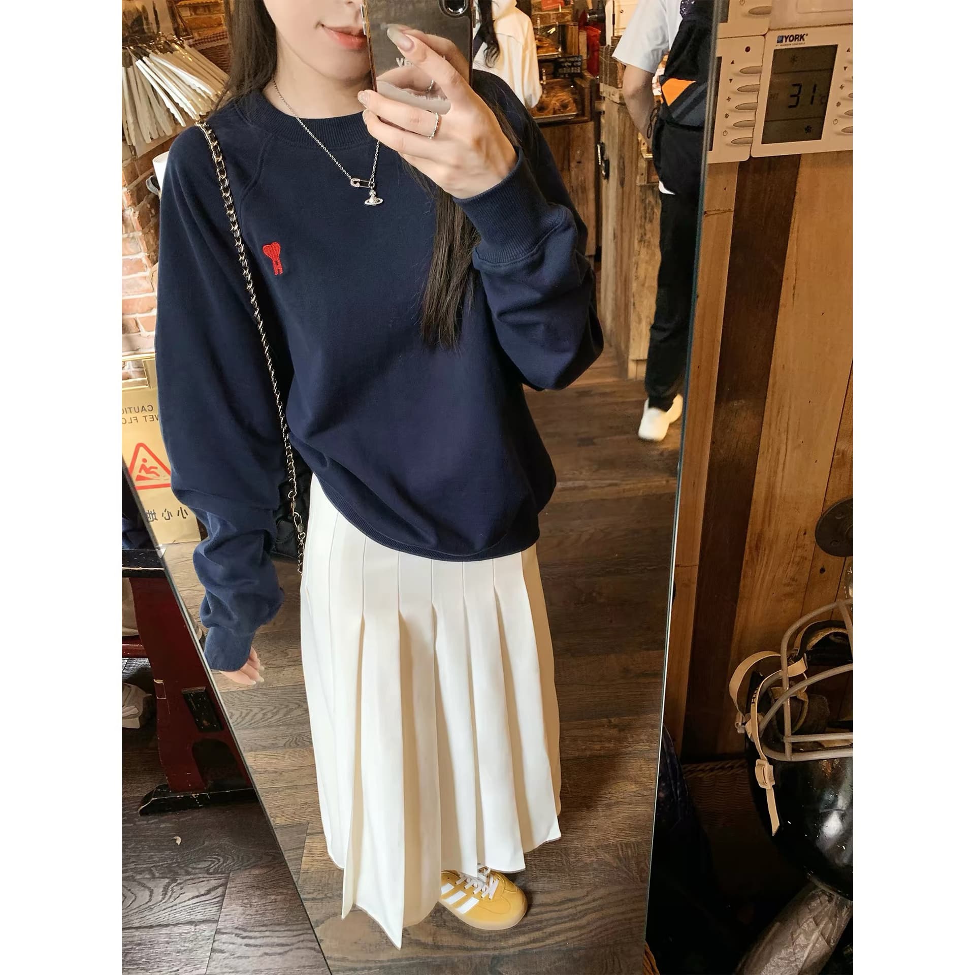 아메리칸 라운드 넥 후드티 여성 코트 가을 한 부서 느긋한 바람 chic 다용도 풀오버 맨위 이미지 5
