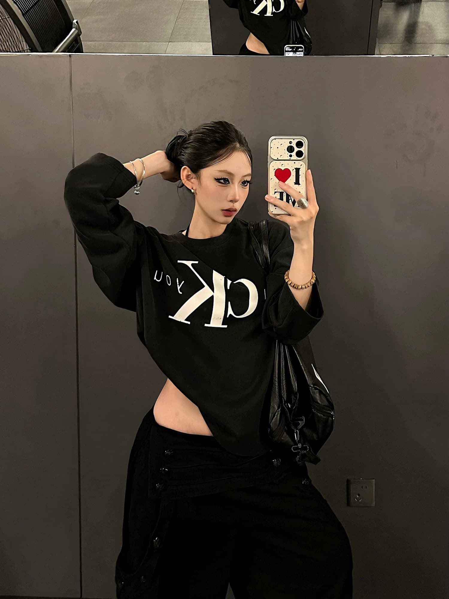 아메리칸 레트로 순면 거리 속임수 슬로건 프린트 긴팔 티셔츠 맨위 트렌디 이미지 3