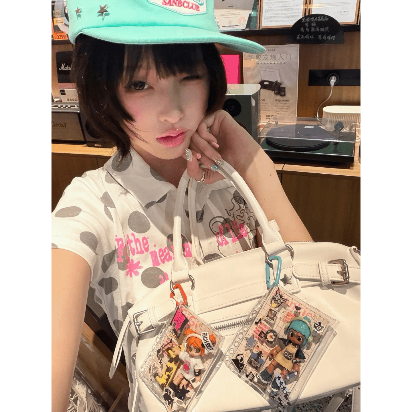 220 그램 92 면 8 암모니아 Lun POLO 칼라 프린트 반팔 이미지 5