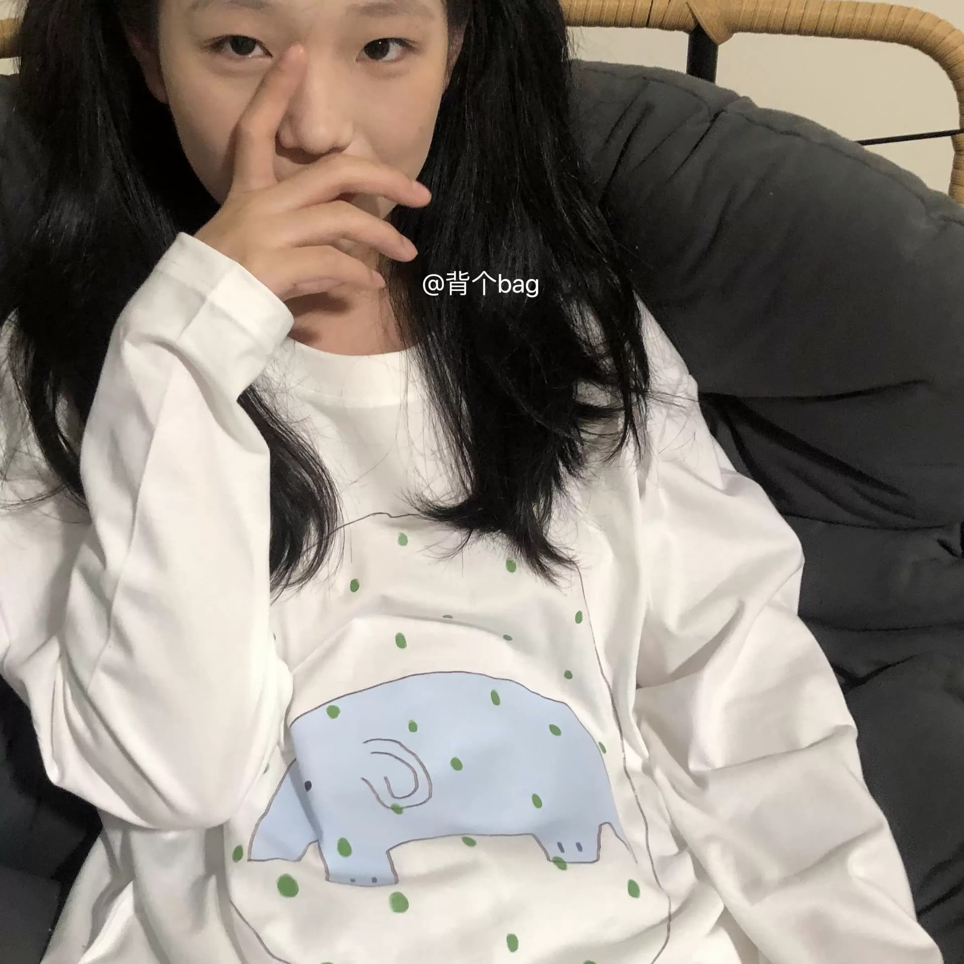 높은 품질 순면 200그램 21 빗질하다 정밀 프린트 가을 루즈핏 긴팔 티셔츠 여성 이미지 5