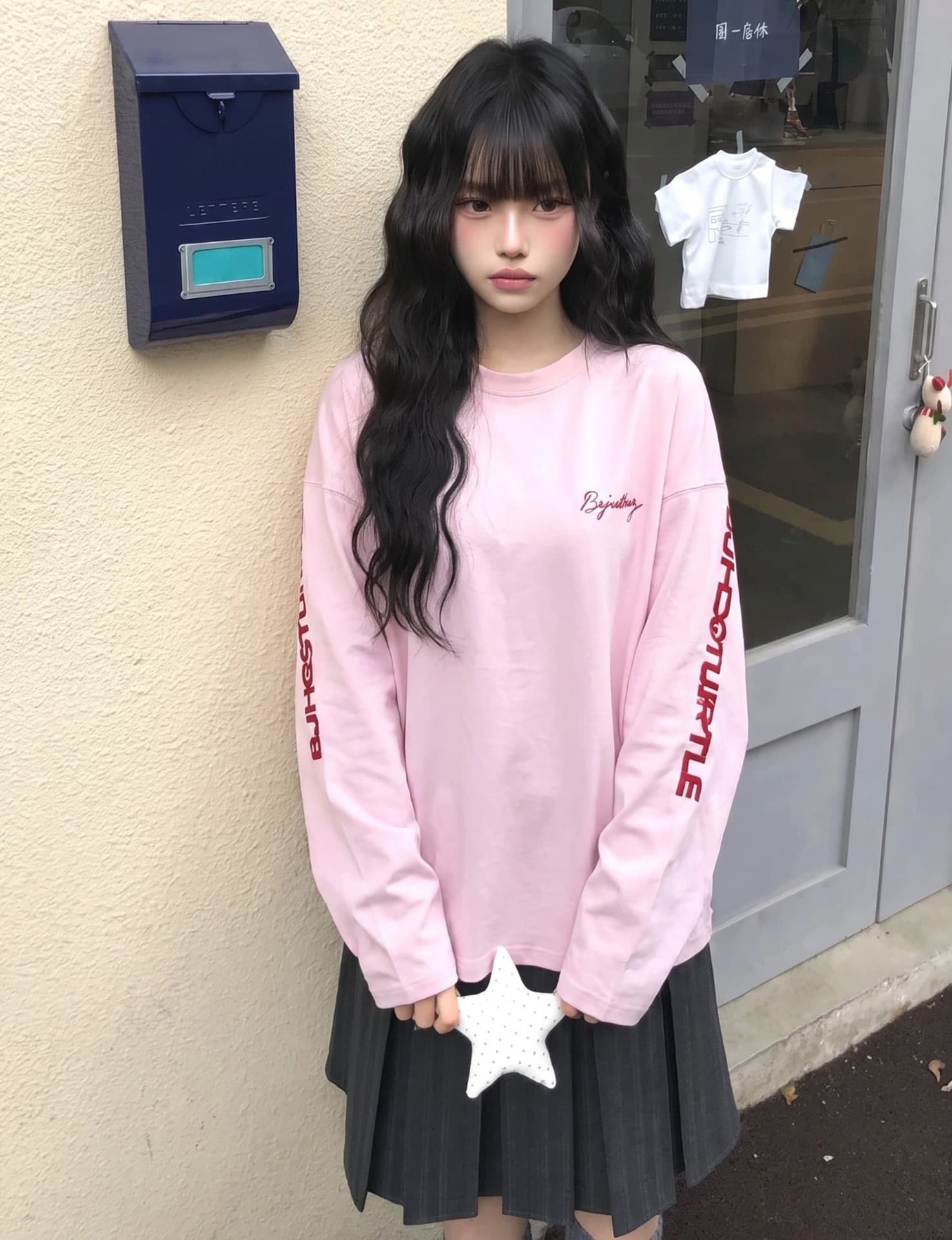 포밍 압력 라인 19 지점 220 그램 순면 긴팔 티셔츠 여성 상세 이미지 5