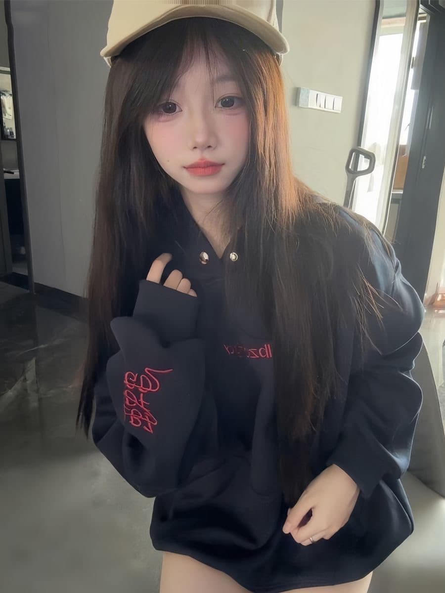 얇은 스타일 털이 있는 단추 자수 원본 솜씨 순수한 Mianhua 면 복합 후드티 상세 이미지 2