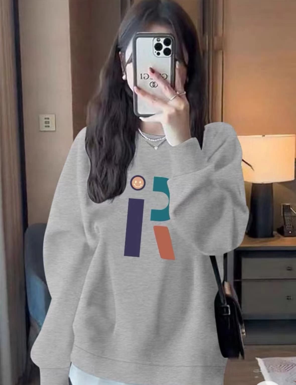 페이크 레이어드 라운드 넥 후드티 여성 가을 겨울 2026 년 새로운 털이 있는 루즈핏 한국 스타일 oversize 긴팔 이미지 3