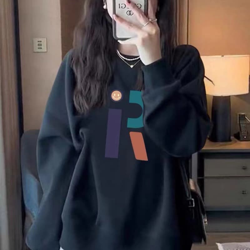 페이크 레이어드 라운드 넥 후드티 여성 가을 겨울 2026 년 새로운 털이 있는 루즈핏 한국 스타일 oversize 긴팔 상세 이미지 4