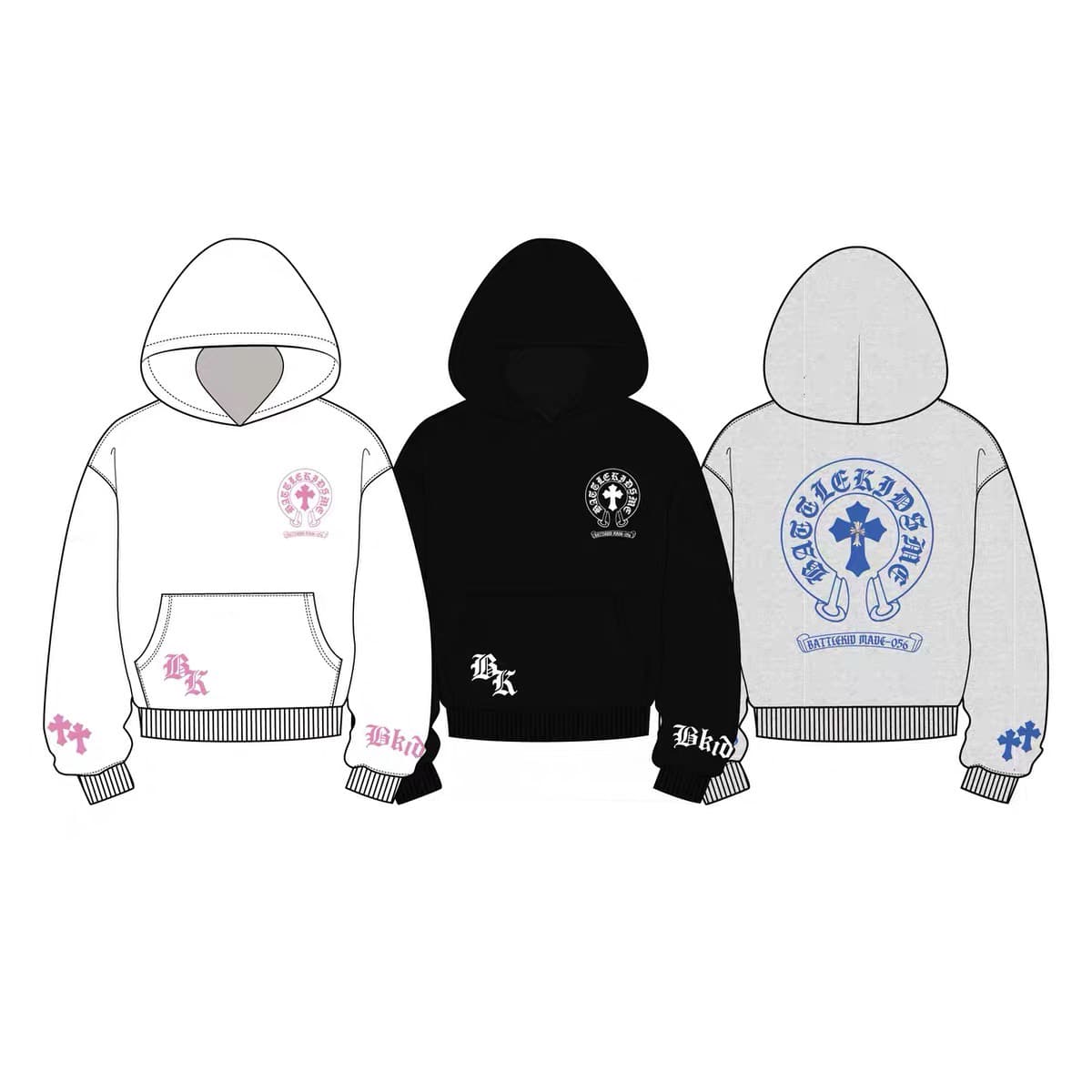 원본 금속 부형제 패치 자수 순수한 Mianhua 면 복합 후드 티 스웨터 이미지 5