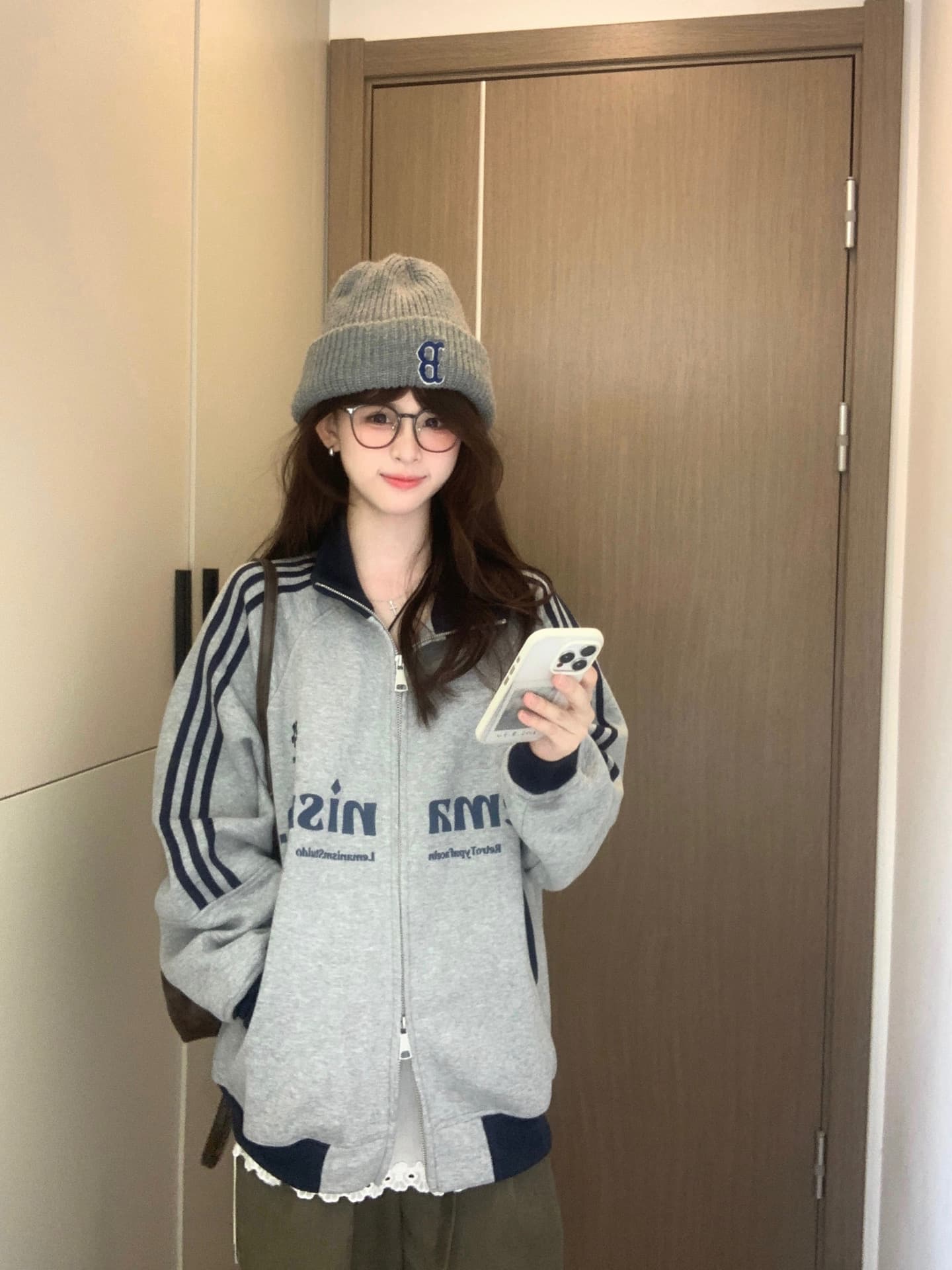압력 라인 백금 지퍼 순수한 Mianhua 면 복합 후드티 지퍼 재킷 남녀 상세 이미지 5