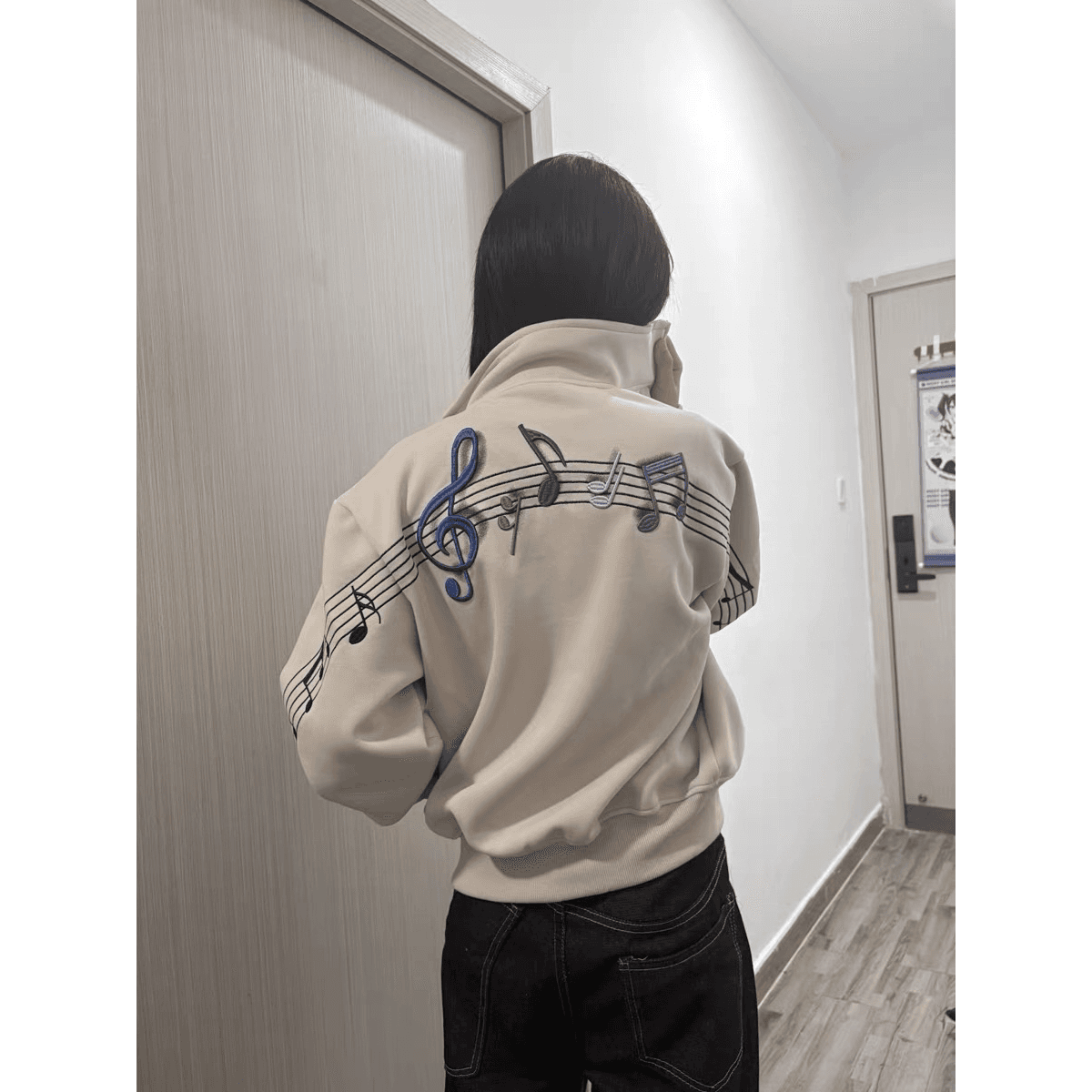 얇은 스타일 인사이드 펌프 백금 지퍼 이후 패키지 칼라 순수한 Mianhua 면 복합 후드티 여성 이미지 5