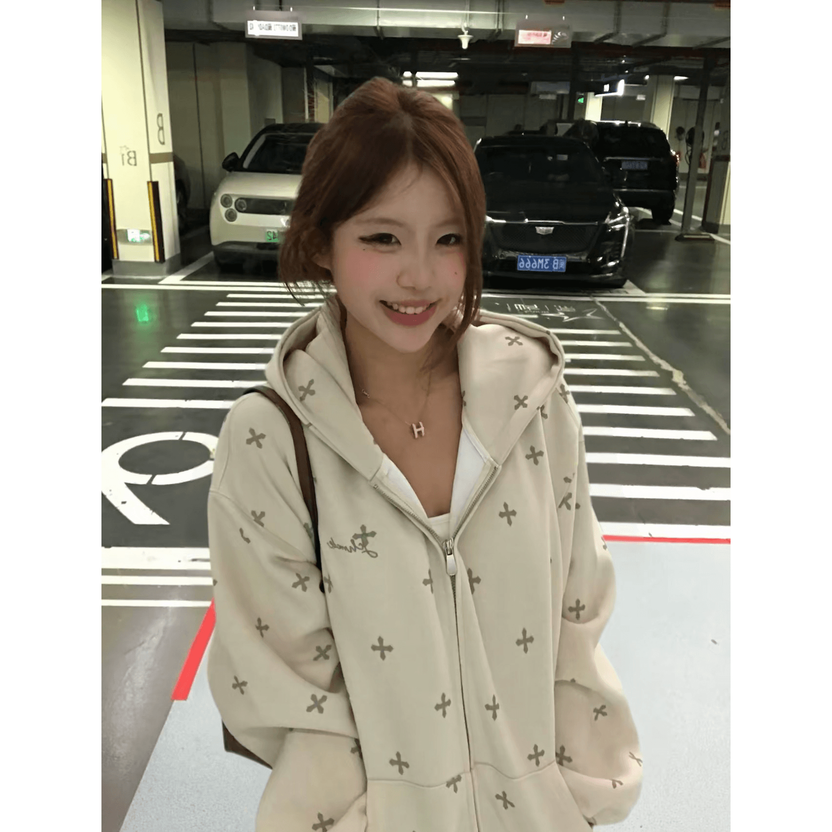 얇은 스타일 백금 지퍼 이후 패키지 칼라 순수한 Mianhua 면 복합 후드티 여성 이미지 5