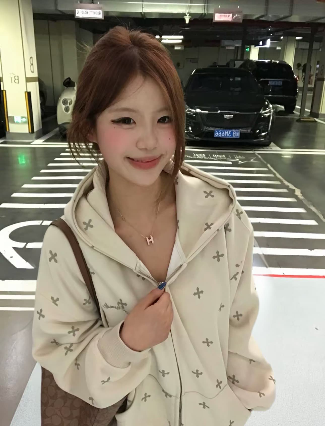 얇은 스타일 백금 지퍼 이후 패키지 칼라 순수한 Mianhua 면 복합 후드티 여성 상세 이미지 1