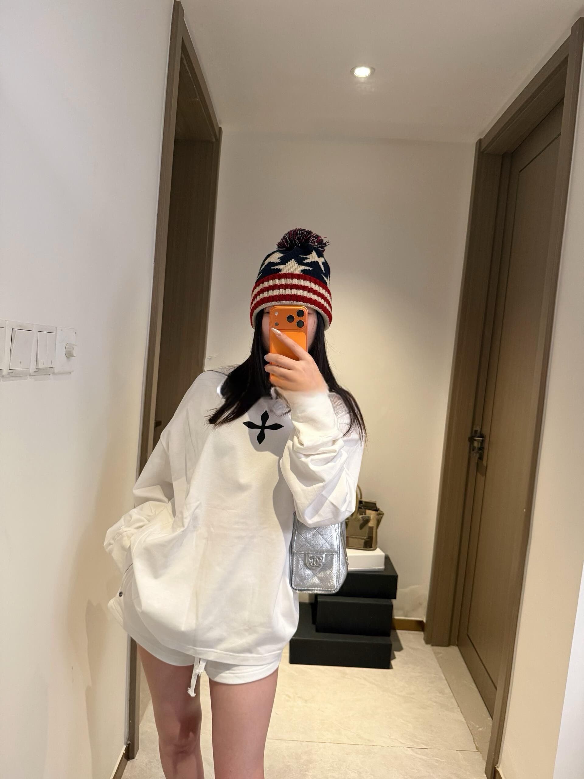 원본 것 순면 200그램 21 음식 털 느낌 프린트 루즈핏 만나는 손 소매 뭉치 구두 긴 소매 티셔츠 상세 이미지 3