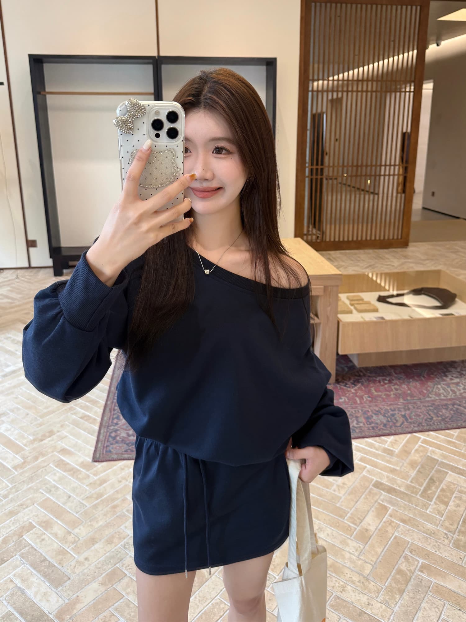 실사 투피스 세트 빅 사이즈 아메리칸 느긋한 비스듬한 어깨 후드티 여성 느슨함 센스 맨위 이미지 2