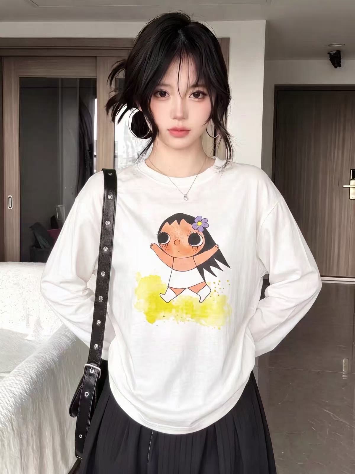 21 순면 220 그램 빗질하다 닫기 봄 가을 새로운 긴팔 티셔츠