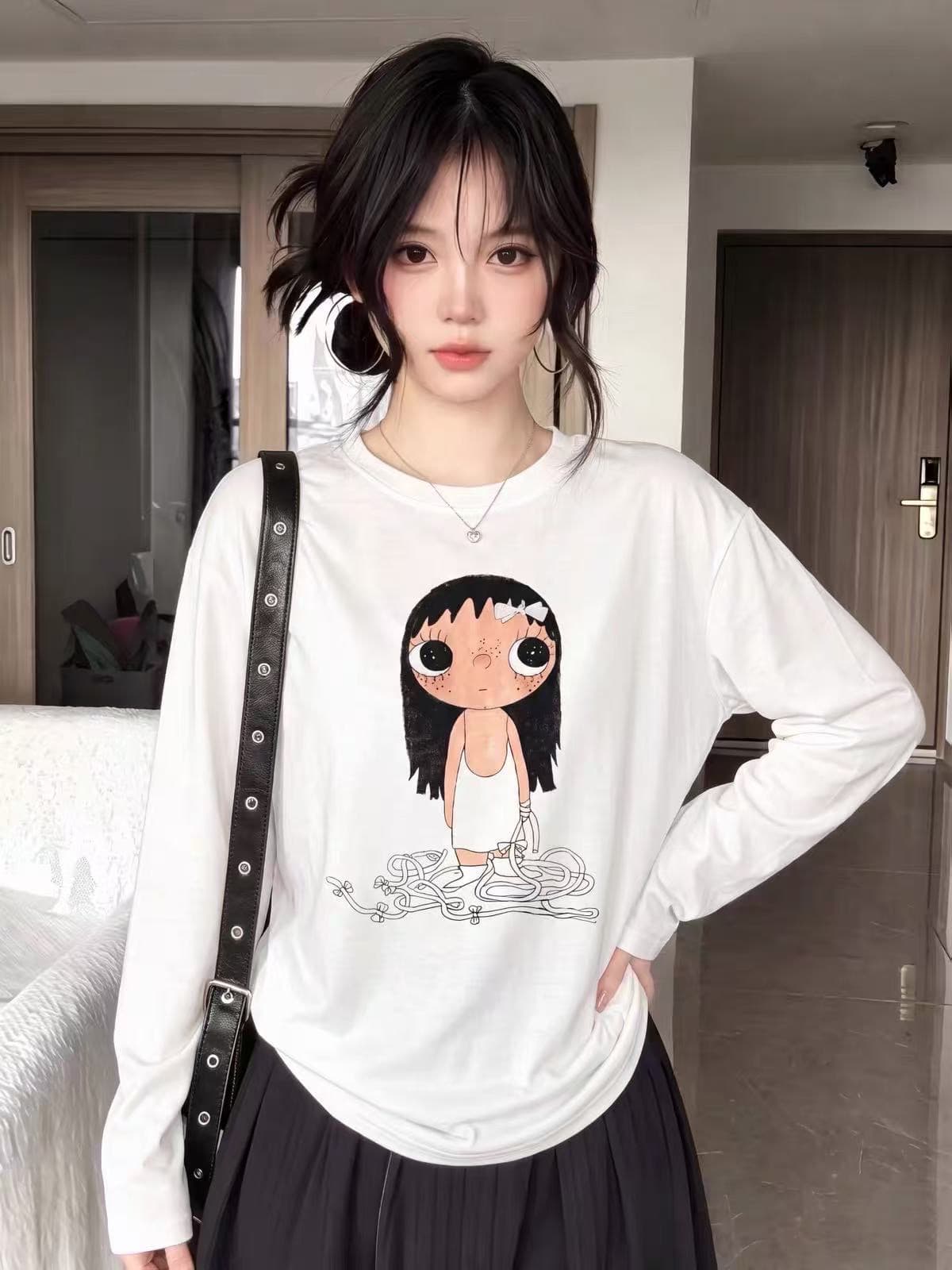 21 순면 빗질하다 닫기 봄 가을 새로운 긴팔 티셔츠 프린트 맨위 상세 이미지 3