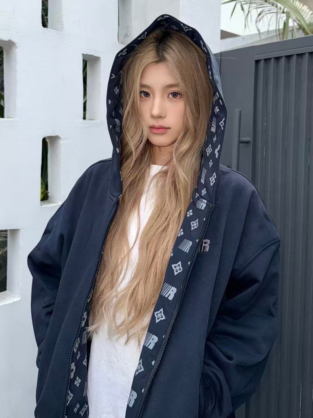 좋은 품질 원본 솜씨 인사이드 막대기 압력 라인 자수 순수한 Mianhua 면 복합 후드 티 스웨터 상세 이미지 1