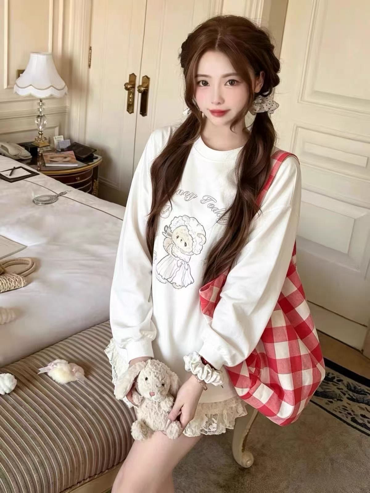 200그램 순면 당겨서 어깨 테두리 프린트 루즈핏 만나는 긴팔 상세 이미지 2