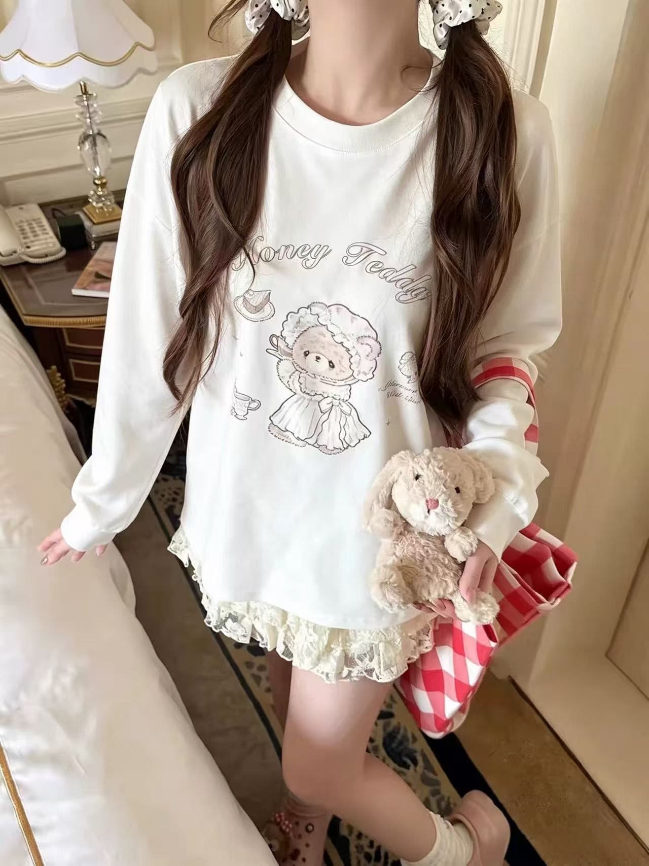 200그램 순면 당겨서 어깨 테두리 프린트 루즈핏 만나는 긴팔 상세 이미지 3