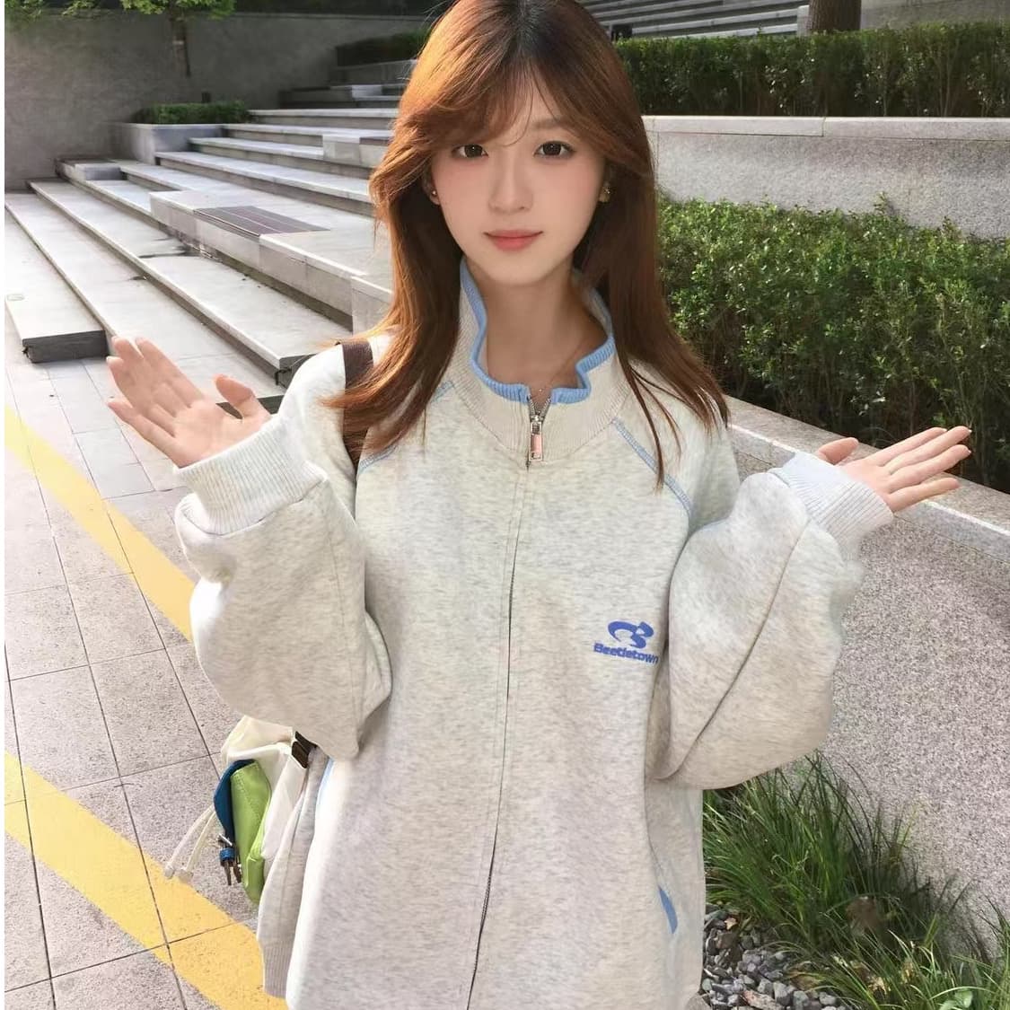 얇은 스타일 털이 있는 이후 패키지 기사 맞춤 리브 원본 자수 순수한 Mianhua 면 복합 후드티 이미지 4