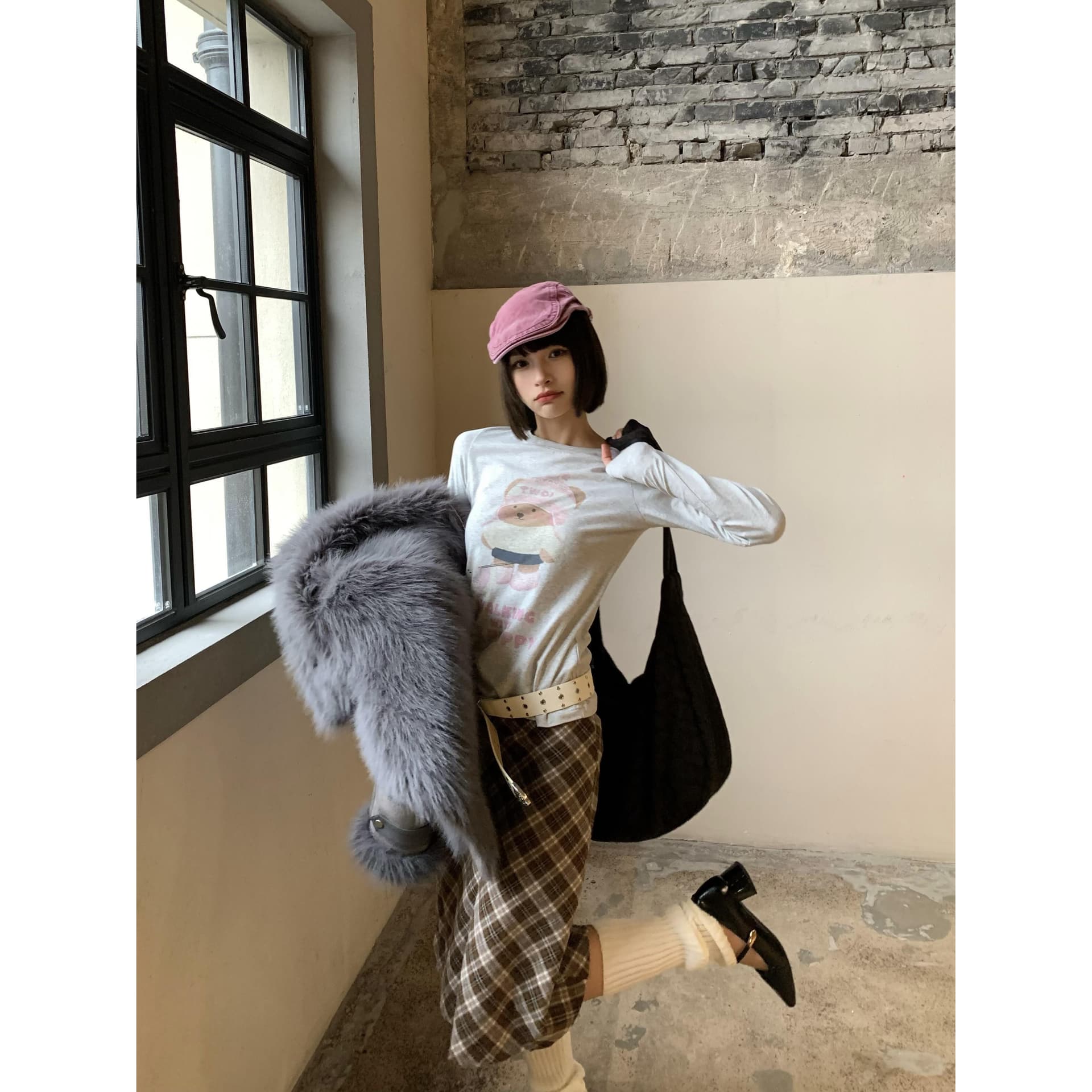 210 그램 40 92 면 8 암모니아 Lun 이후 패키지 칼라 몸매 가꾸기 슬림해 보이는 긍정적 인 어깨 긴팔 티셔츠 이미지 5