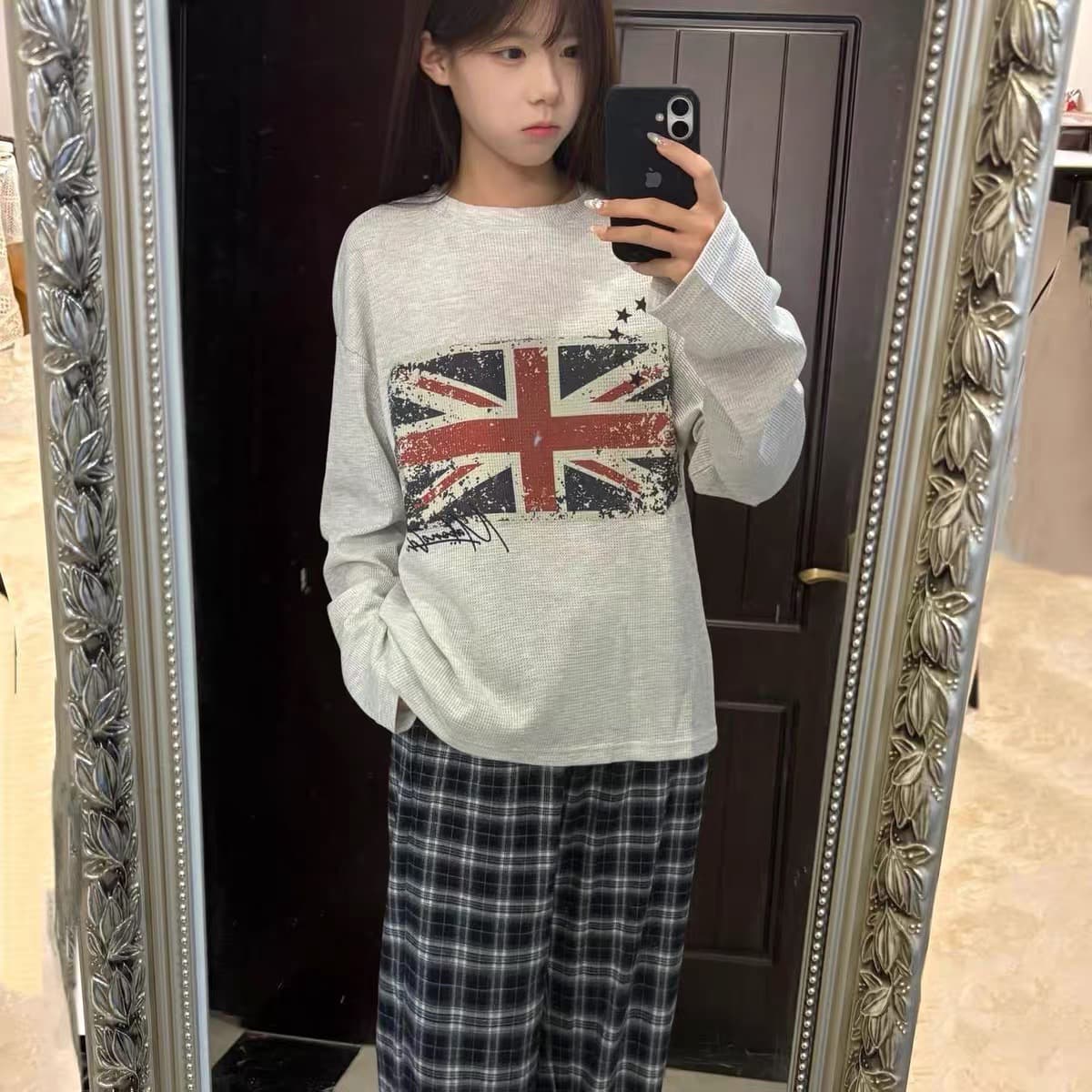 65 35 후아 남편 그리드 250그램 긴팔 티셔츠 여성 상세 이미지 1