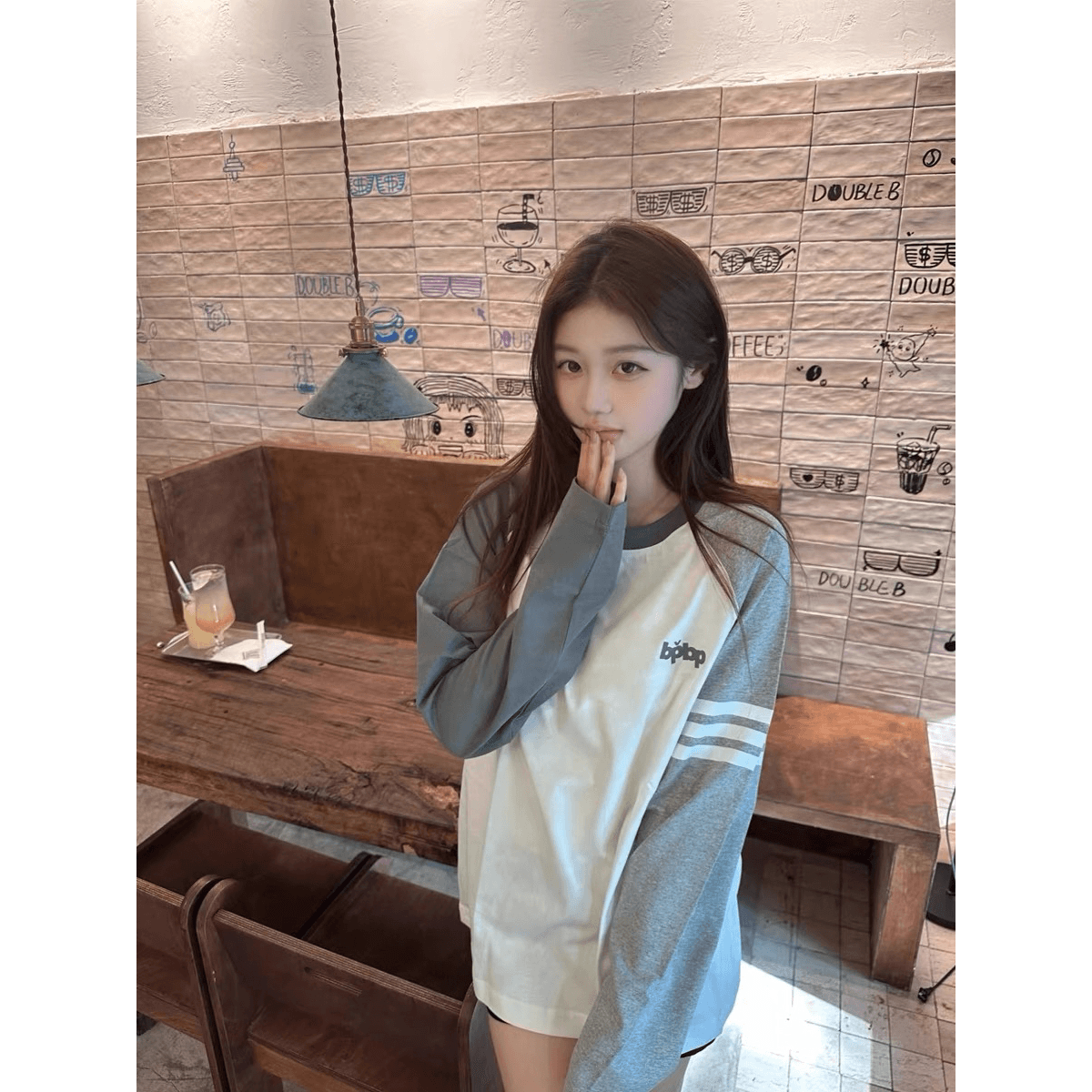 원본 솜씨 순면 220 그램 긴팔 티셔츠 여성 이미지 5