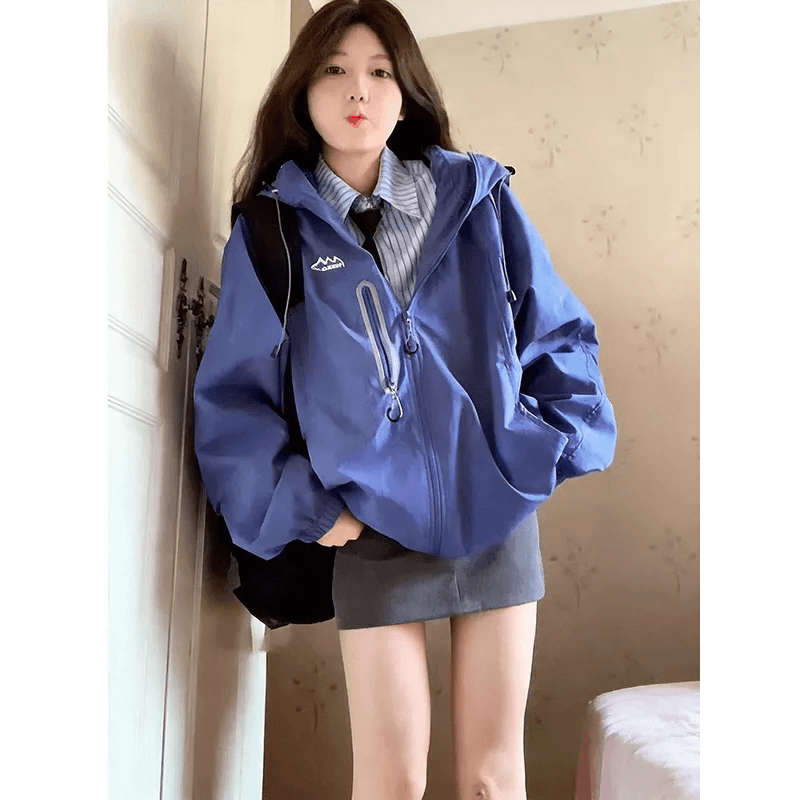 2026 새로운 파란색 방풍 자켓 여자 루즈핏 야외 스포츠 이미지 5