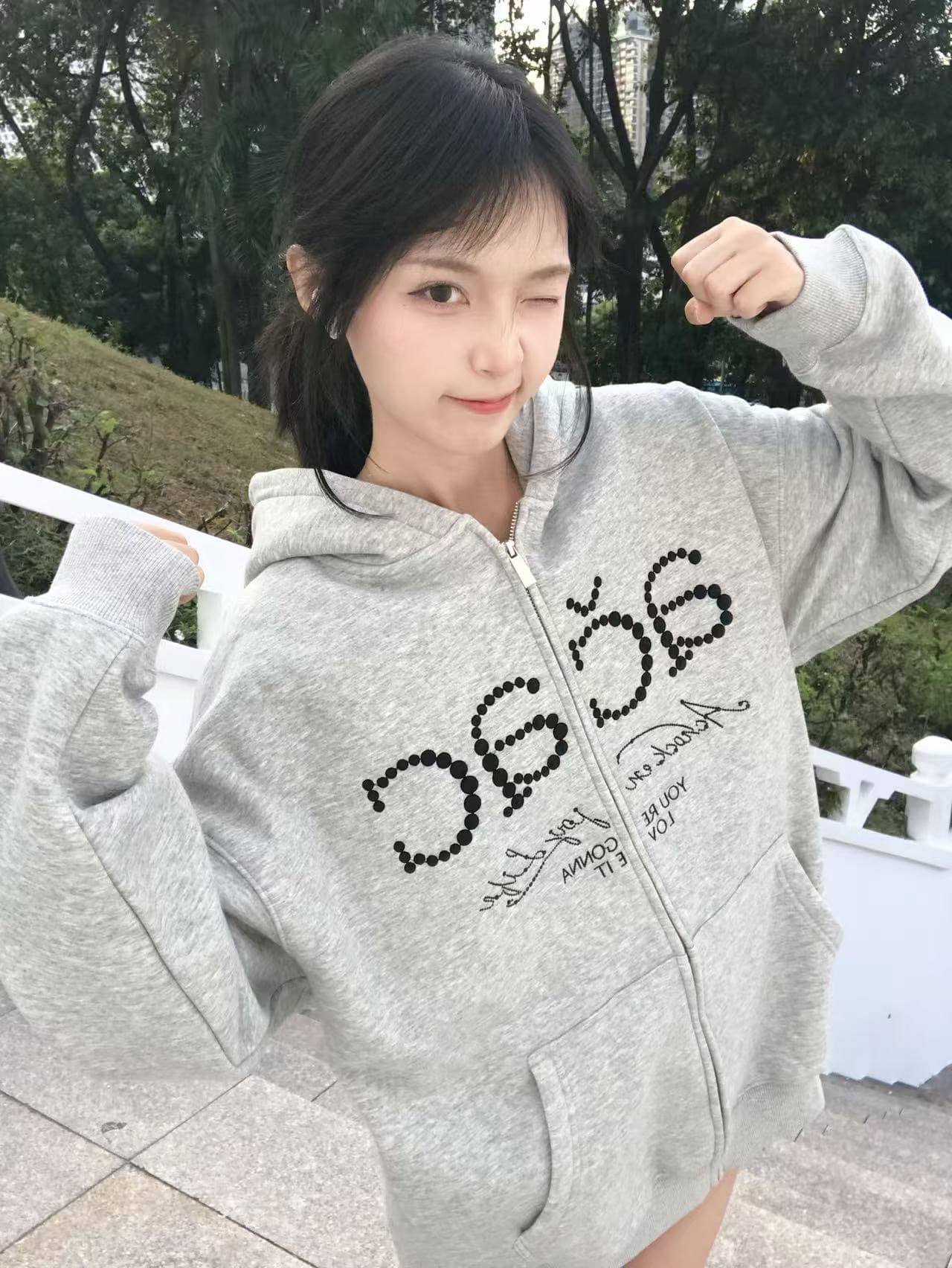 얇은 스타일 털이 있는 좋은 품질 솜씨 자수 순수한 Mianhua 면 후드 티 스웨터 상세 이미지 1