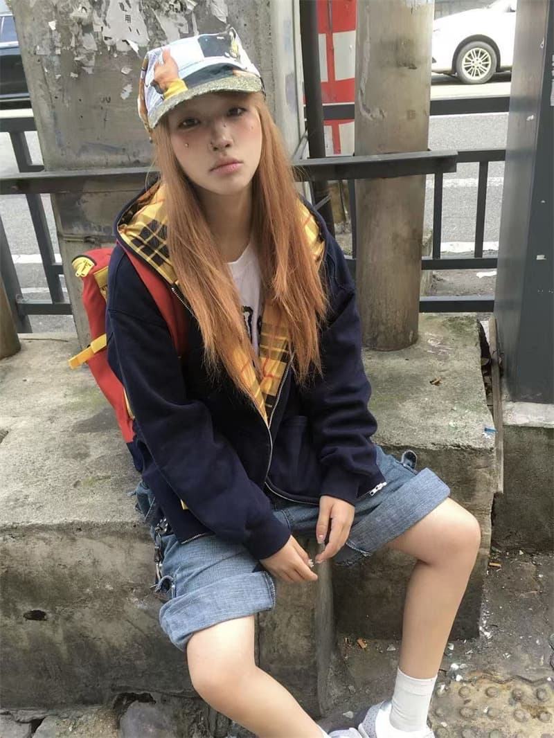 있음 선적 얇은 스타일 원본 인사이드 막대기 섹션 자수 소매 구멍 압력 라인 순수한 Mianhua 면 후드 티 스웨터 이미지 4