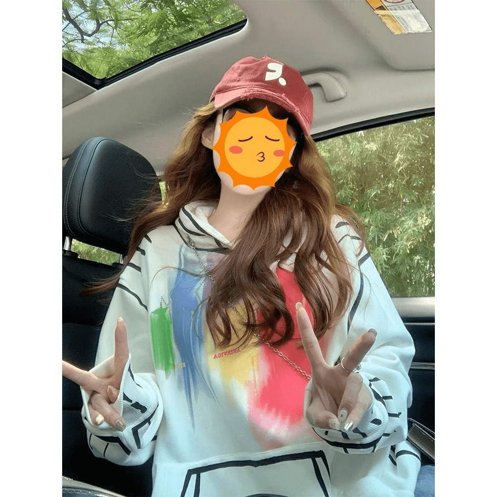 순수한 Mianhua 면 복합 우유 실크 320g 은 여우 플러시 420g 낙서 디자인 센스 후드 티 스웨터 캐주얼 맨위 이미지 5