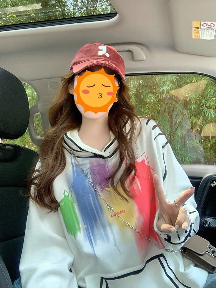 순수한 Mianhua 면 복합 우유 실크 320g 은 여우 플러시 420g 낙서 디자인 센스 후드 티 스웨터 캐주얼 맨위 상세 이미지 3