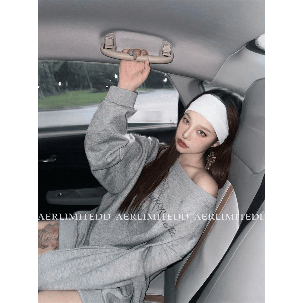 가을 겨울철 아메리칸 레트로 핫걸 비스듬한 어깨 프린트 루즈핏 프린트 후드티 이미지 5