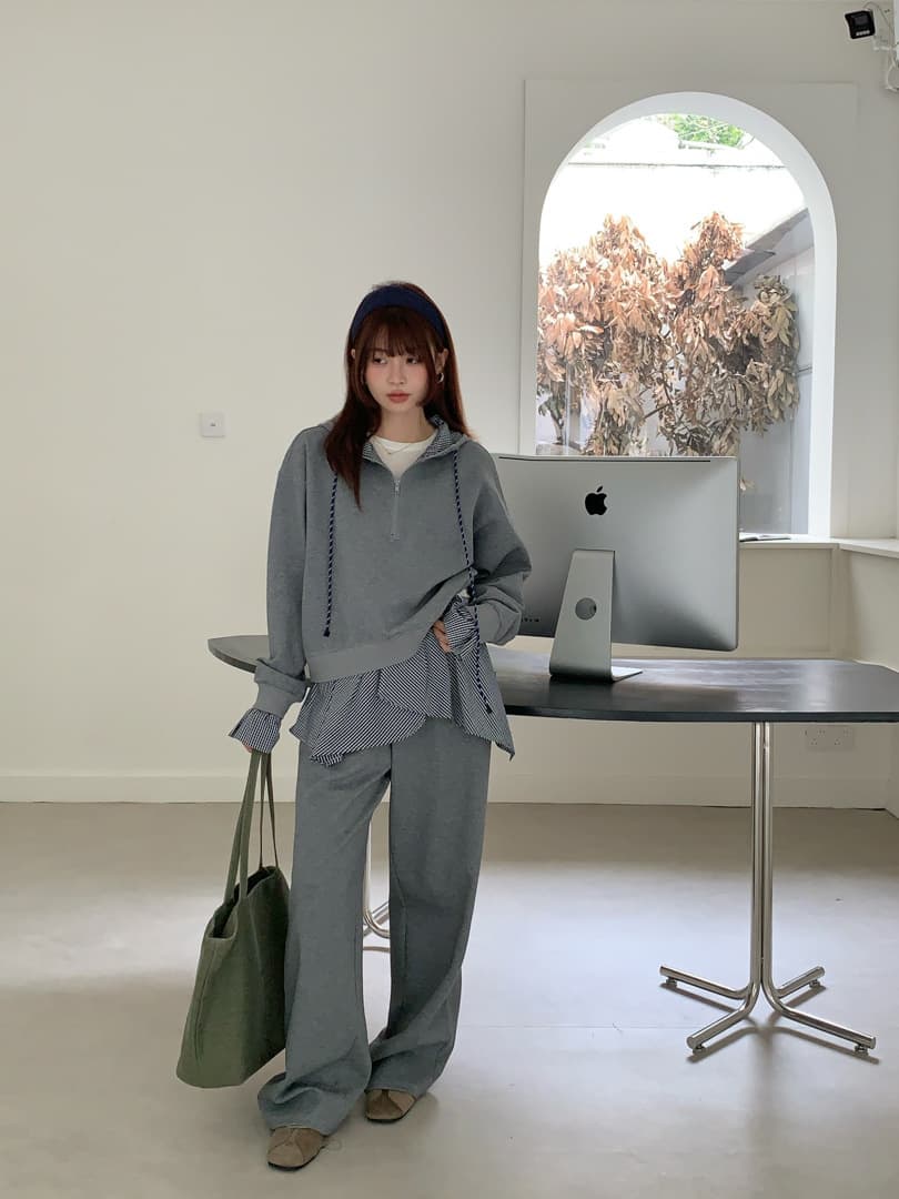 광저우 순면 칫솔질 후아 면 복합 우유 실크 원본 것 캐주얼 스포츠 슈트 상세 이미지 1