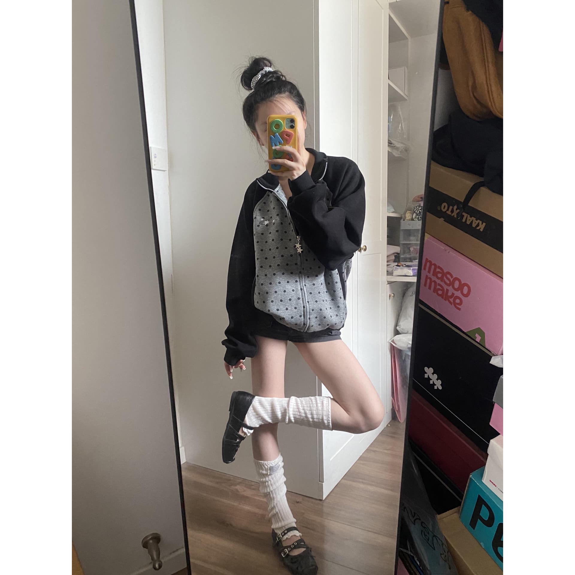 얇은 스타일 백금 지퍼 자수 클립 칼라 것 순수한 Mianhua 면 복합 후드티 이미지 5