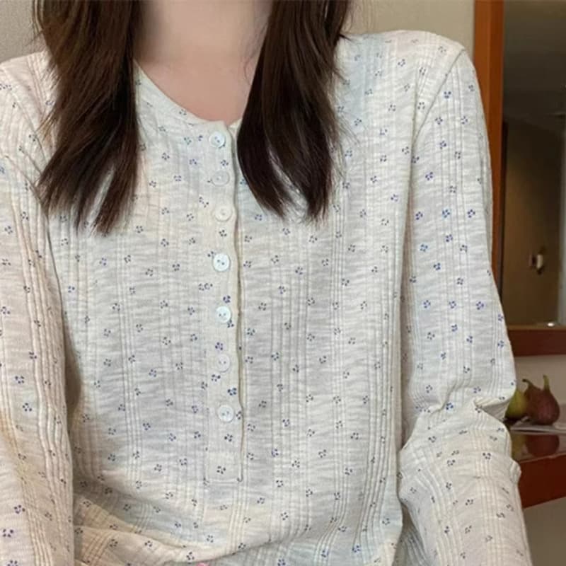 원본 원단 대나무 단추 긴팔 티셔츠 가을 새로운 작은 대중 다용도 몸매 가꾸기 슬림해 보이는 쇼트 스타일 맨위 상세 이미지 4