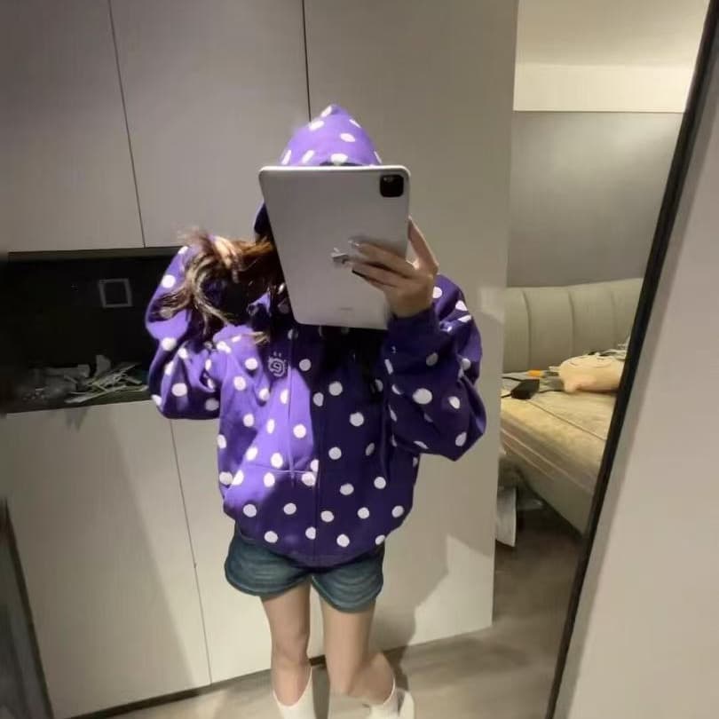순수한 Mianhua 면 복합 자수 후드 지퍼 재킷 후드티