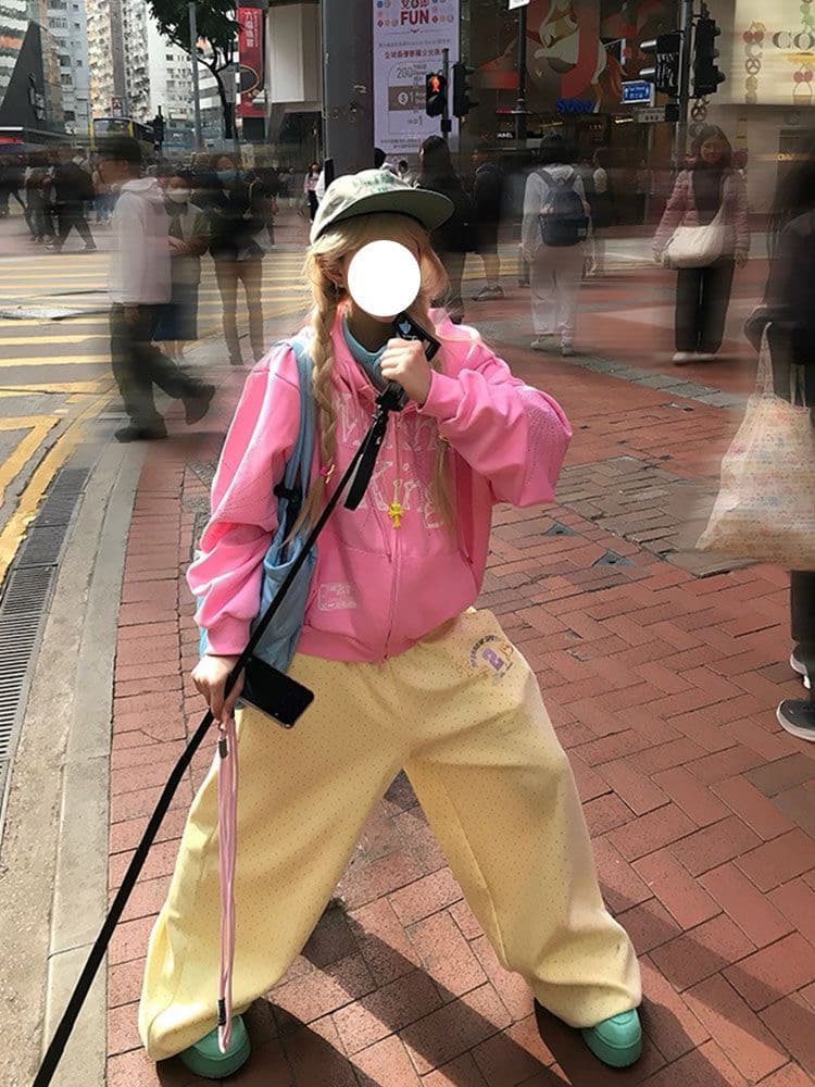 아메리칸 레트로 알파벳 프린트 핫픽스 후드 오픈 가디건 후드티 남녀 봄 가을 루즈핏 다용도 모자 셔츠 재킷 상세 이미지 2