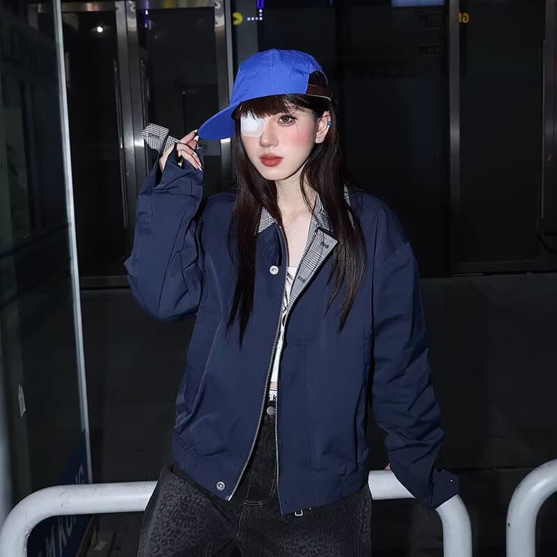 아메리칸 트렌드 봄 가을 새로운 인기 ~ 중 작은 키 고유 한 슈퍼 잘 생긴 블루 색상 재킷 재킷